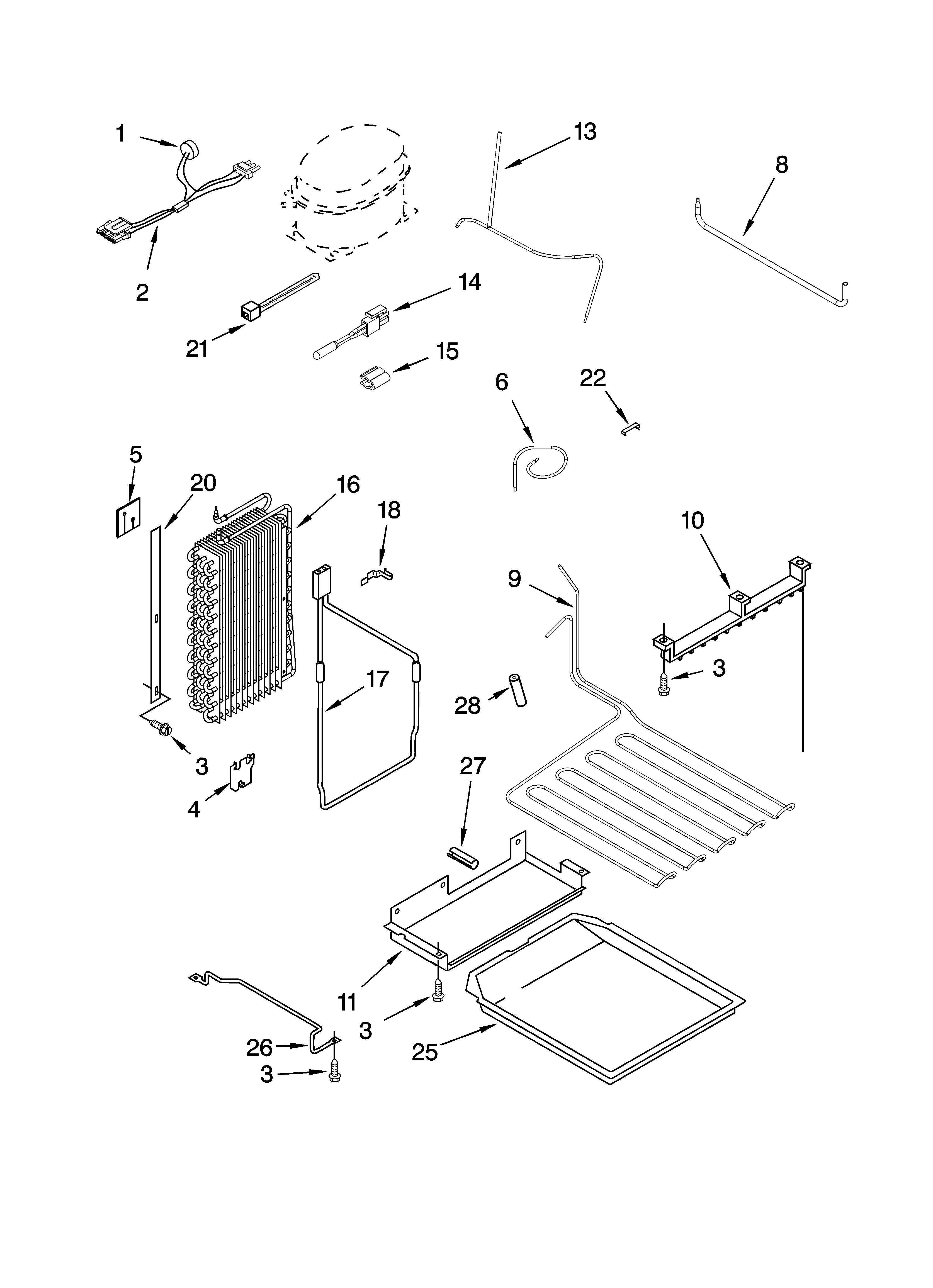 KitchenAid KSSC42FMS01 lower unit and tube parts diagram