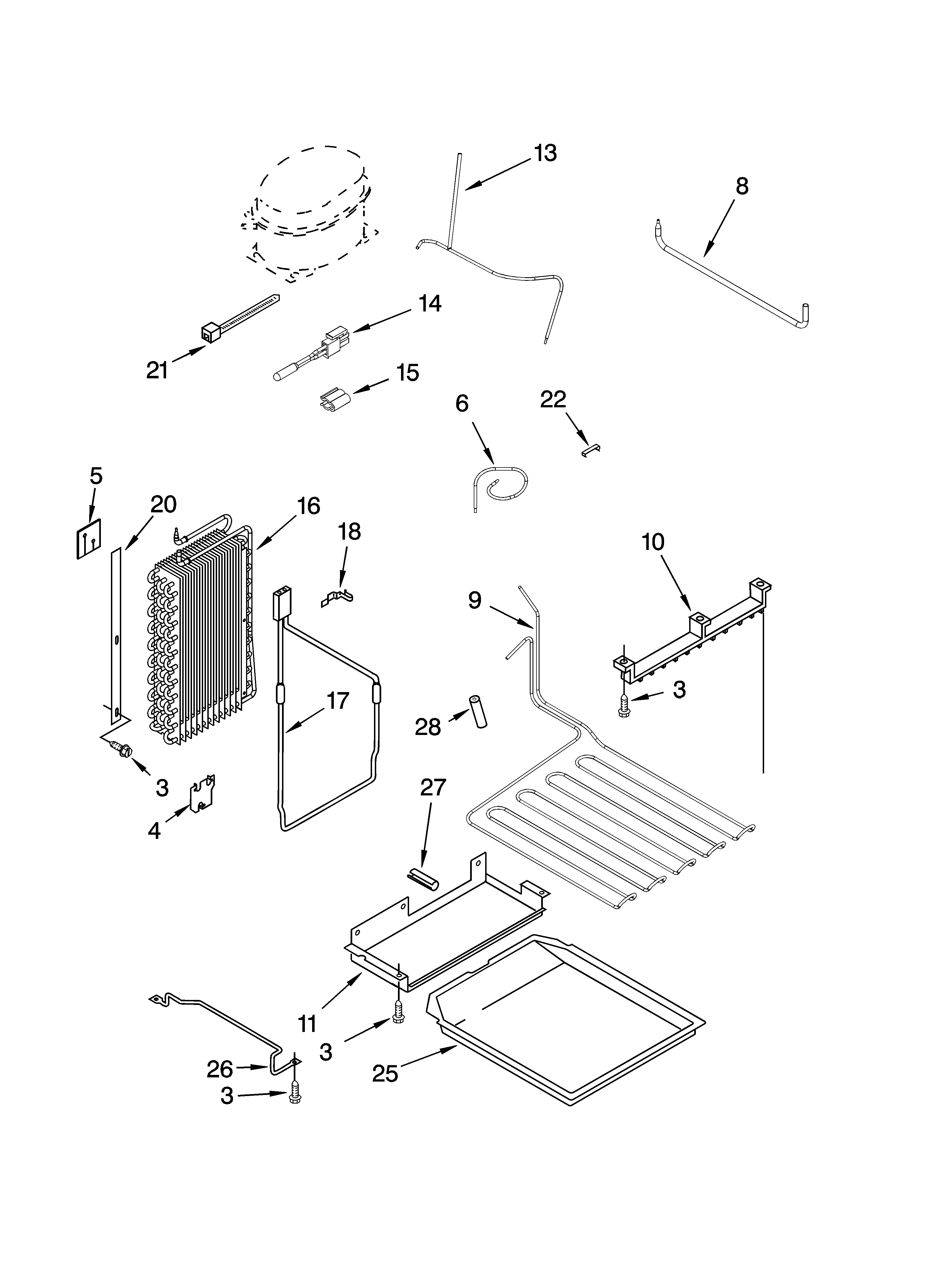 KitchenAid KSSC42QMU01 lower unit and tube parts diagram