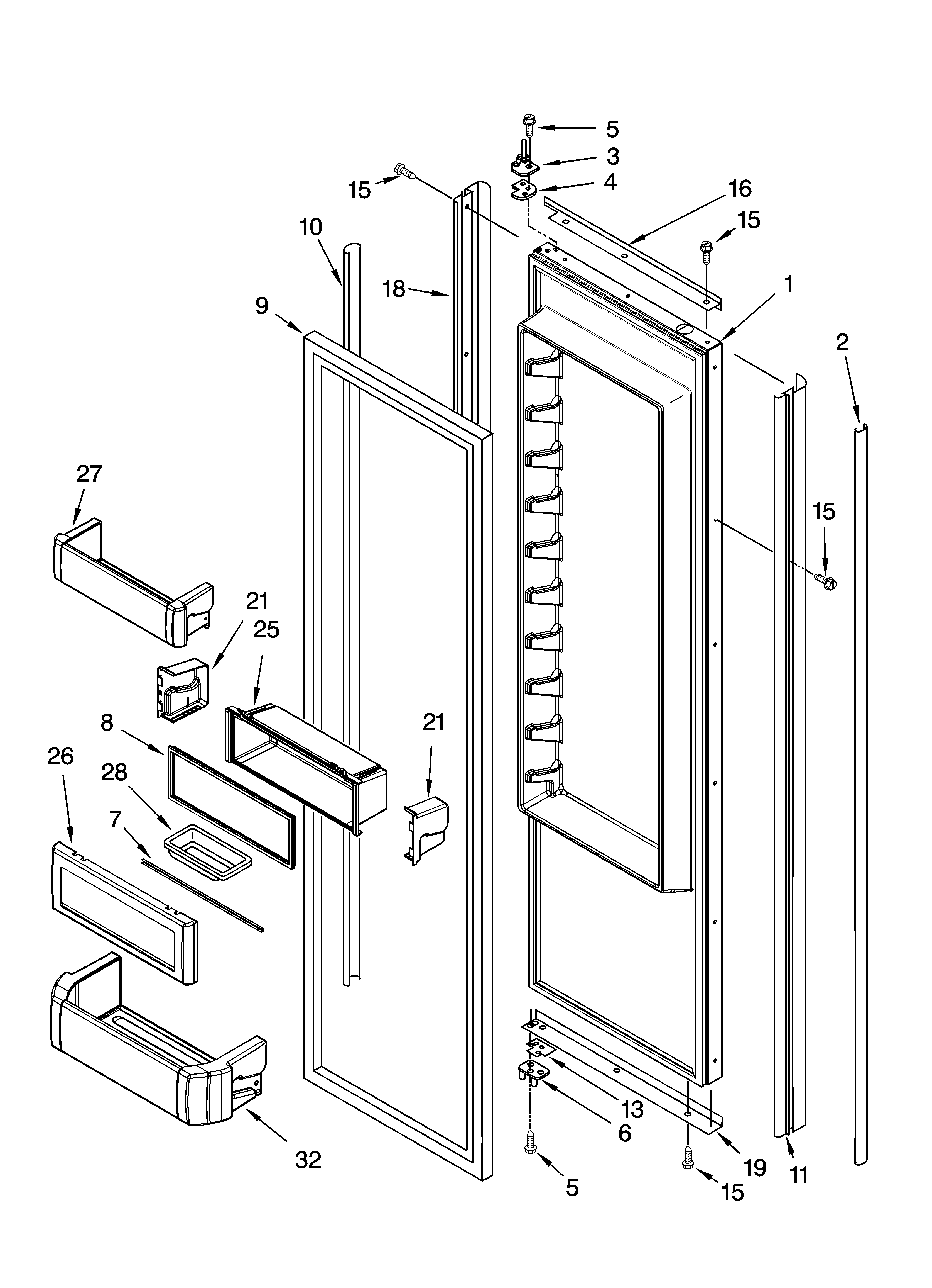 KitchenAid KSSO42FMX01 refrigerator door parts diagram