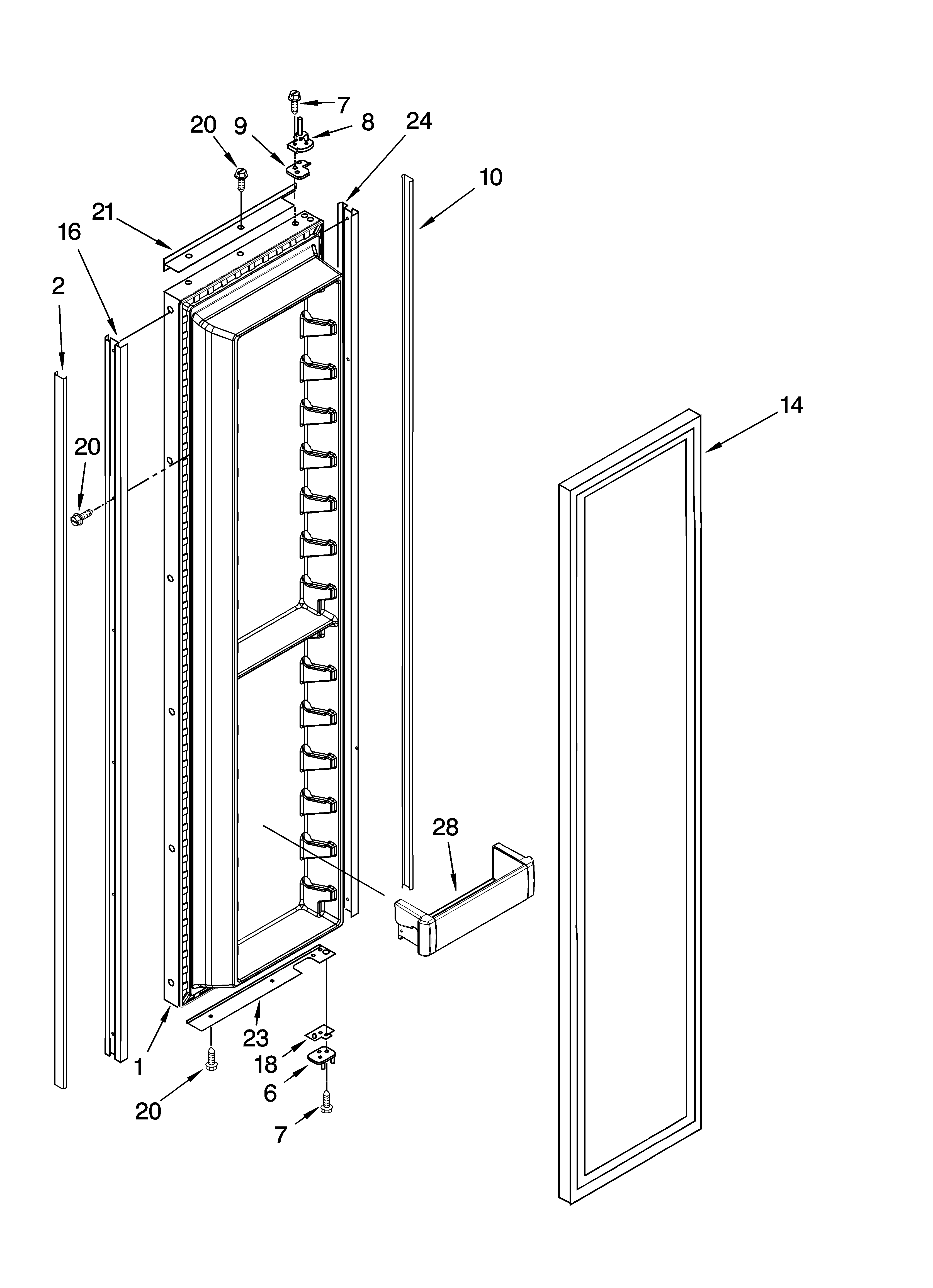 KitchenAid KSSO42FMX01 freezer door parts diagram
