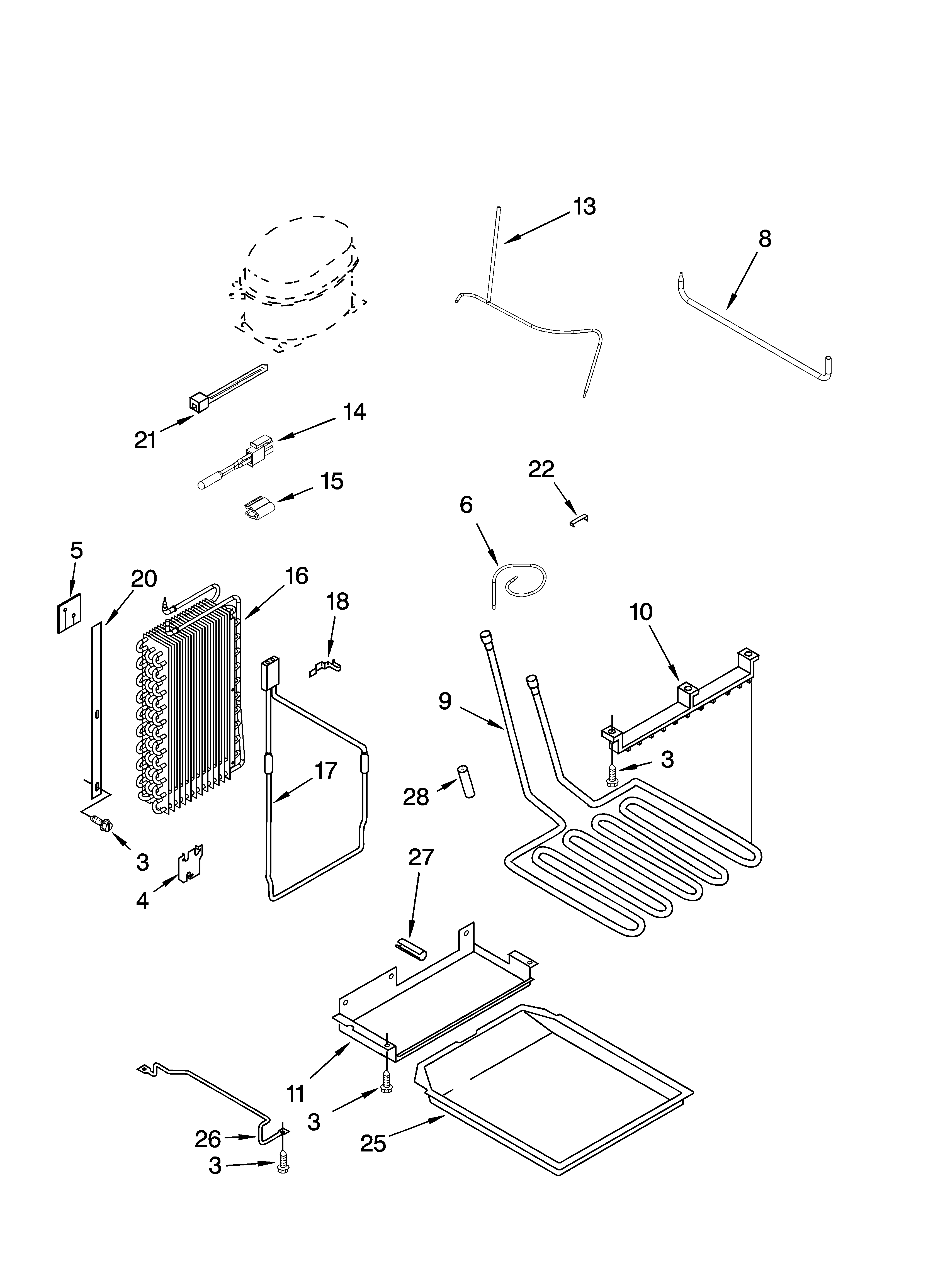 KitchenAid KSSO42FMX01 lower unit and tube parts diagram