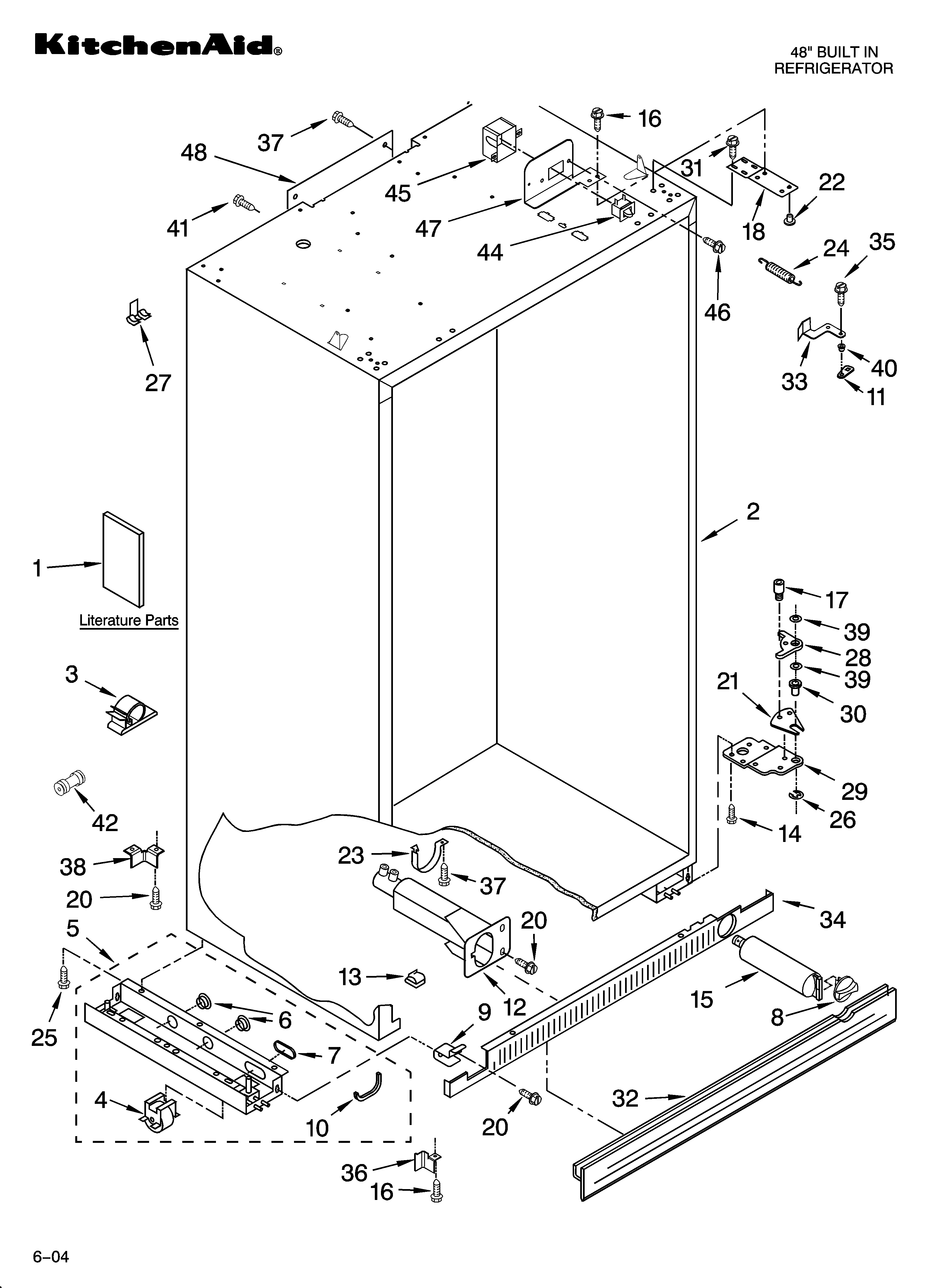 KitchenAid KSSO48QMW01 cabinet parts diagram