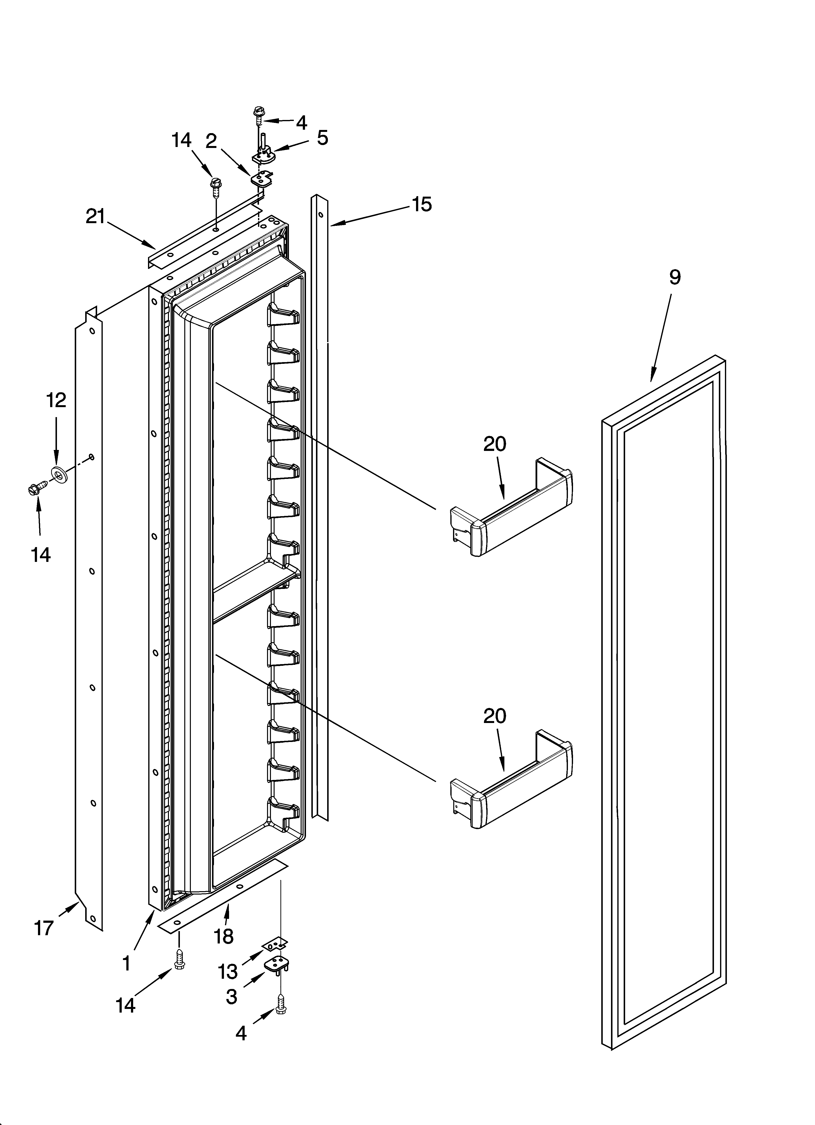 KitchenAid KSSS36FMB01 freezer door parts diagram