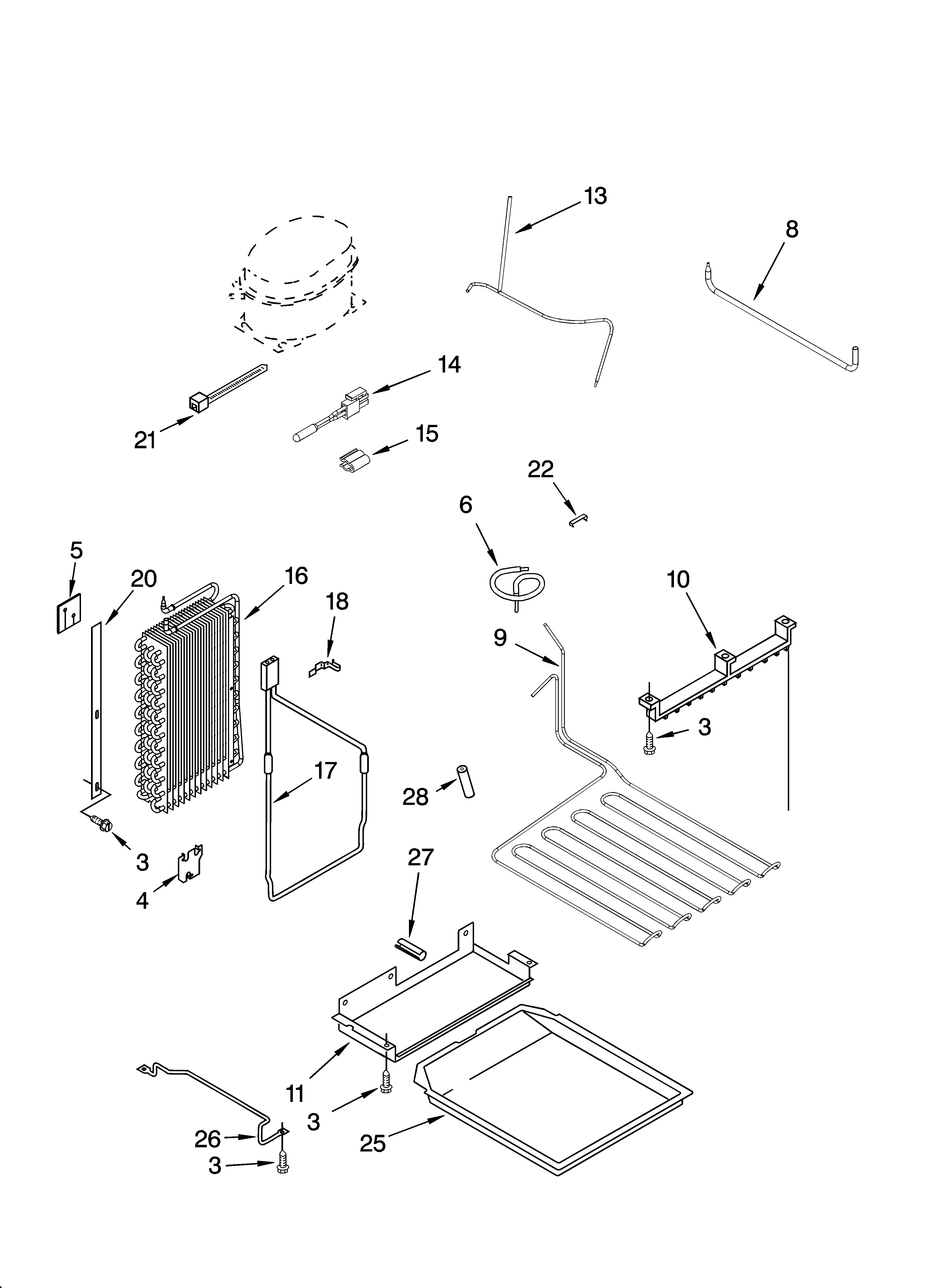 KitchenAid KSSS36FMB01 lower unit and tube parts diagram