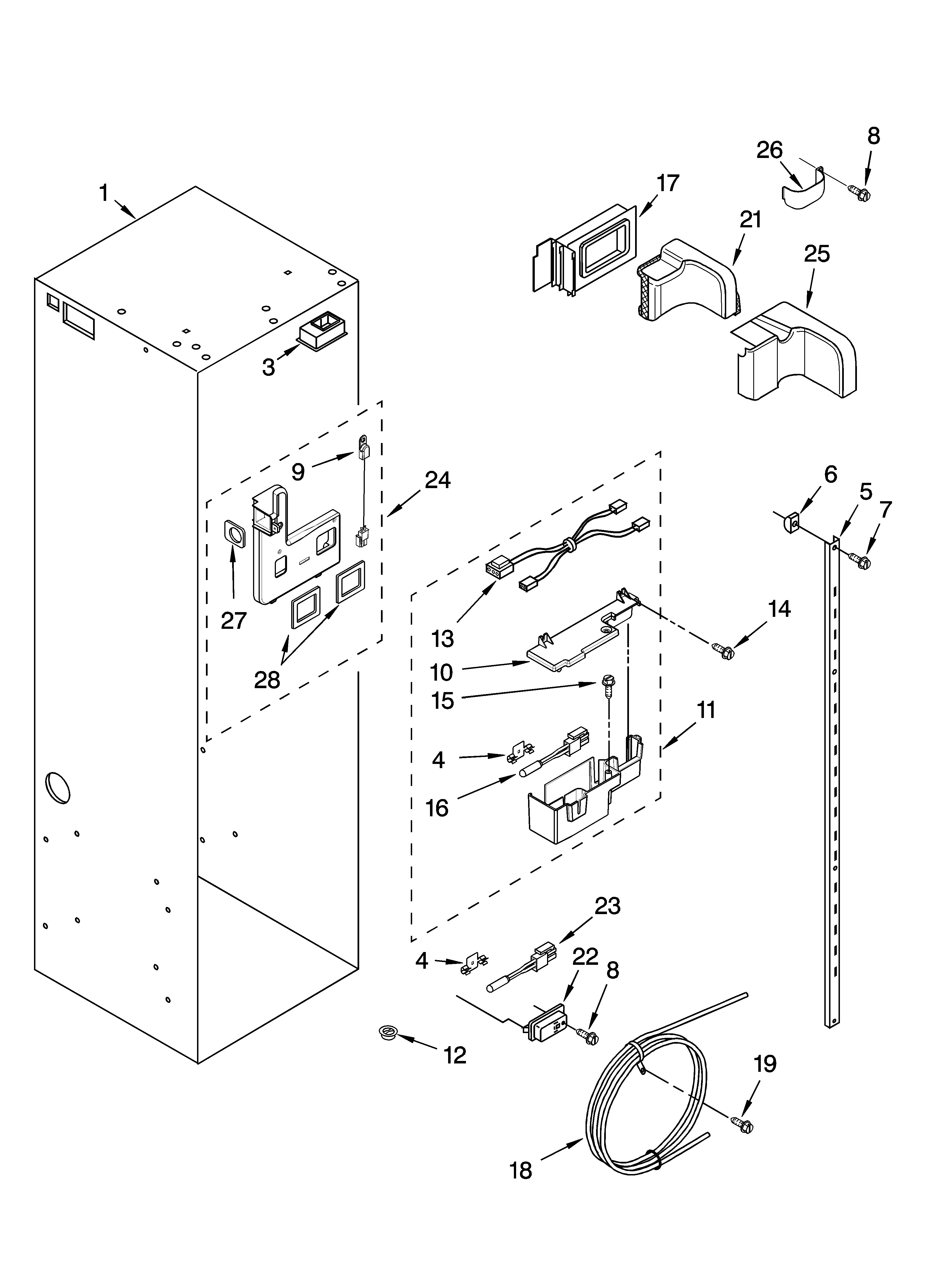 KitchenAid KSSS42QMW01 refrigerator liner parts diagram