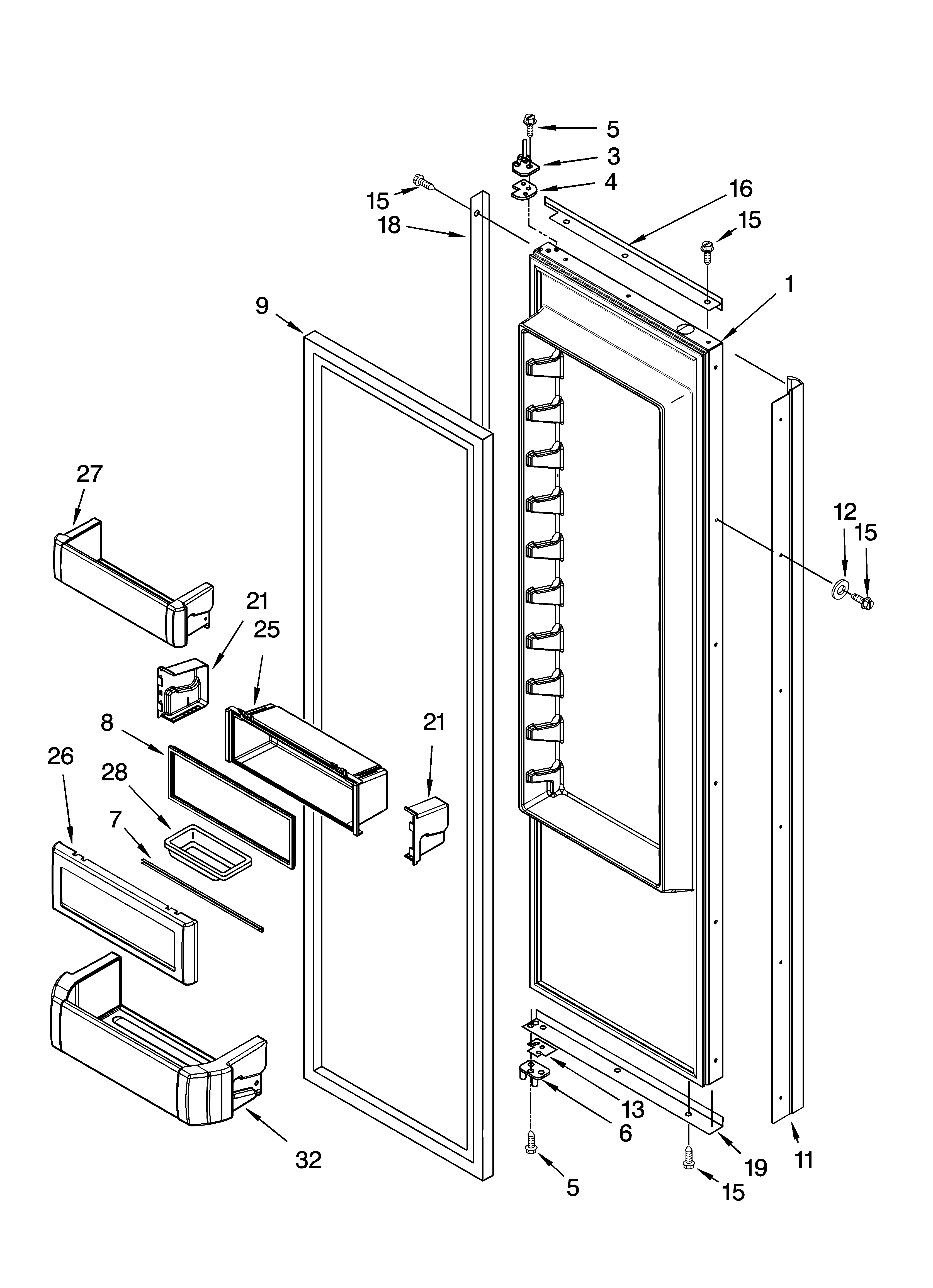 KitchenAid KSSS42QMW01 refrigerator door parts diagram