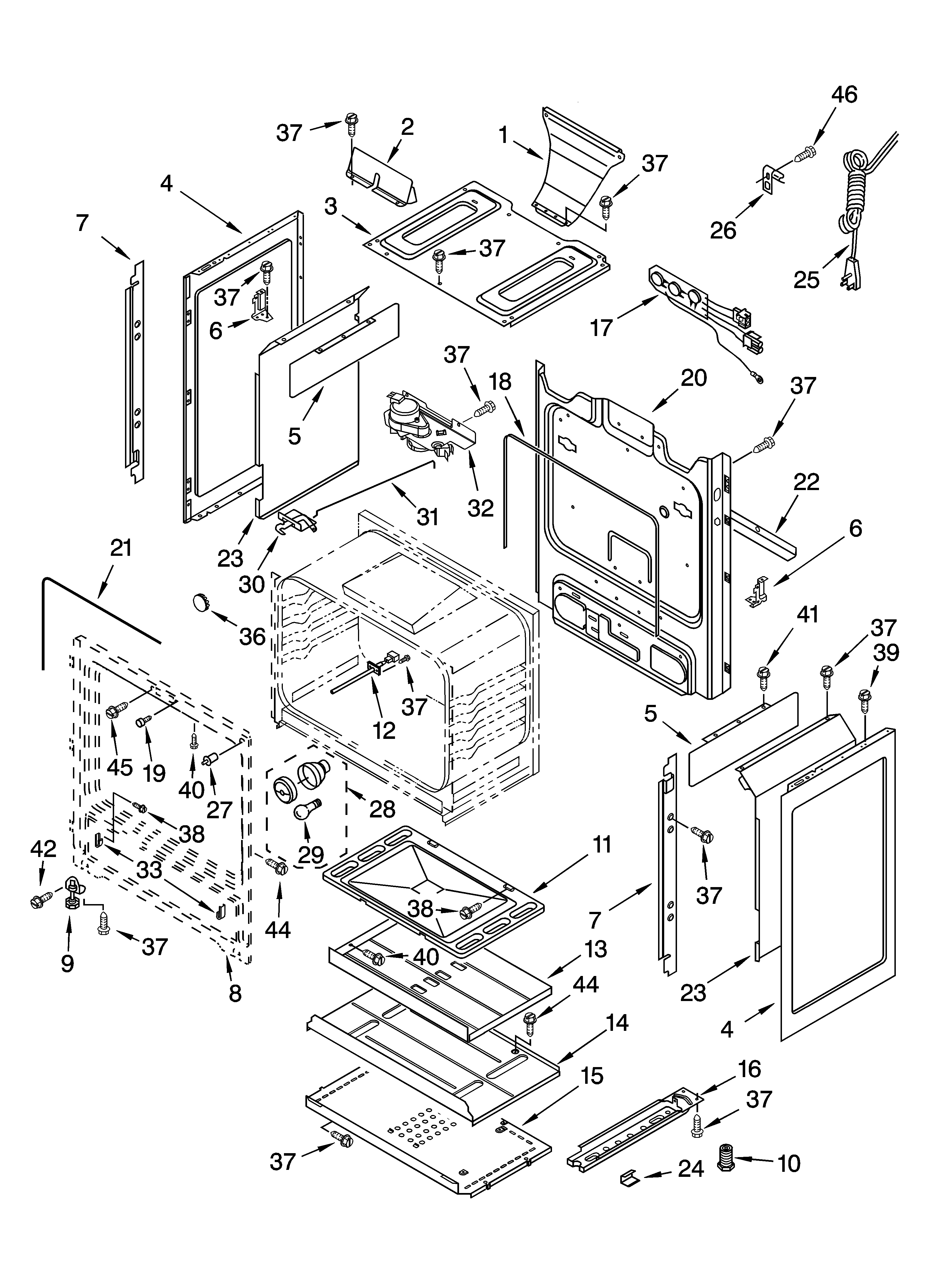 Whirlpool SF196LEMT1 chassis parts diagram