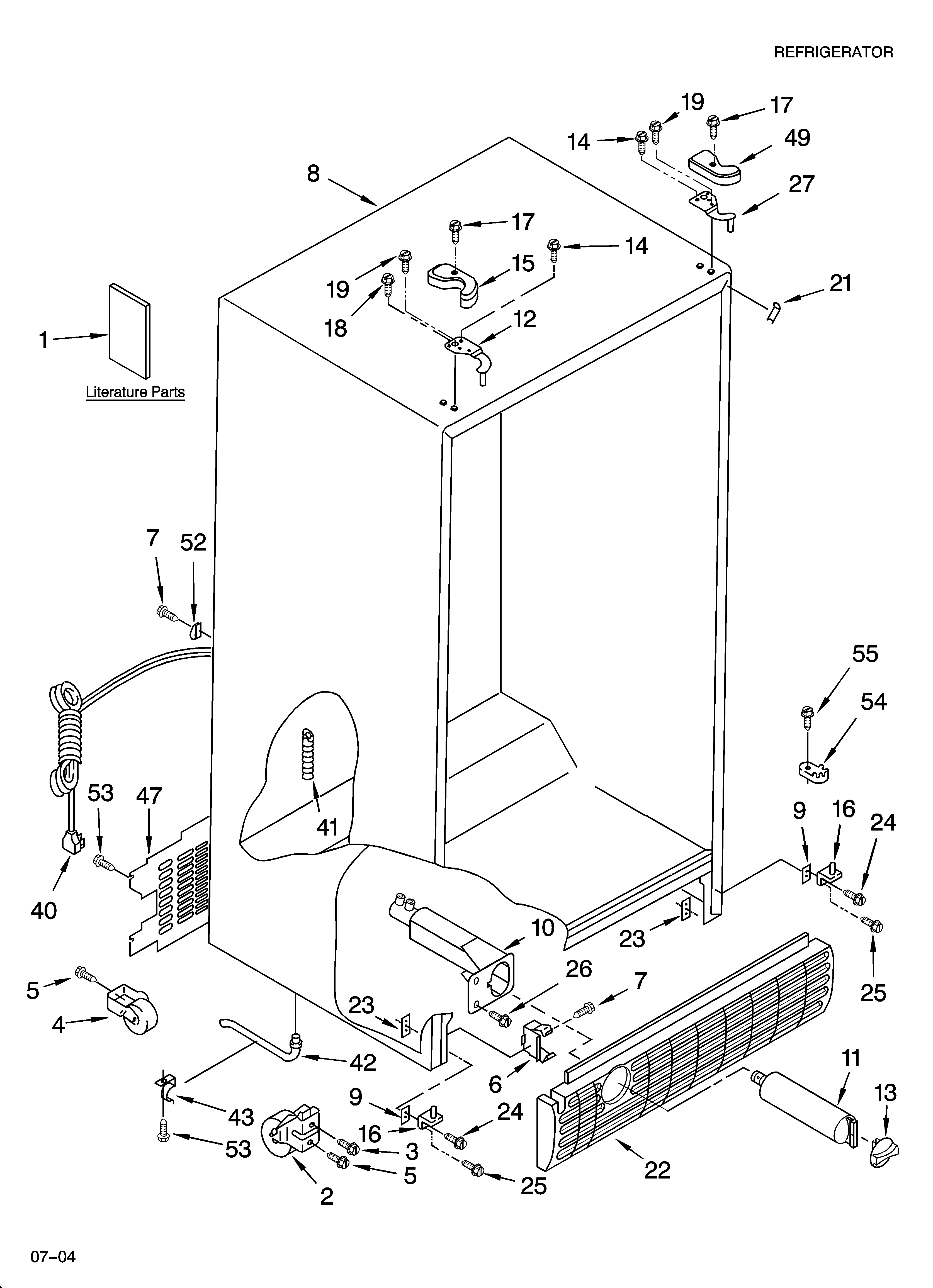 Whirlpool 3XES0FHGNS00 cabinet parts diagram