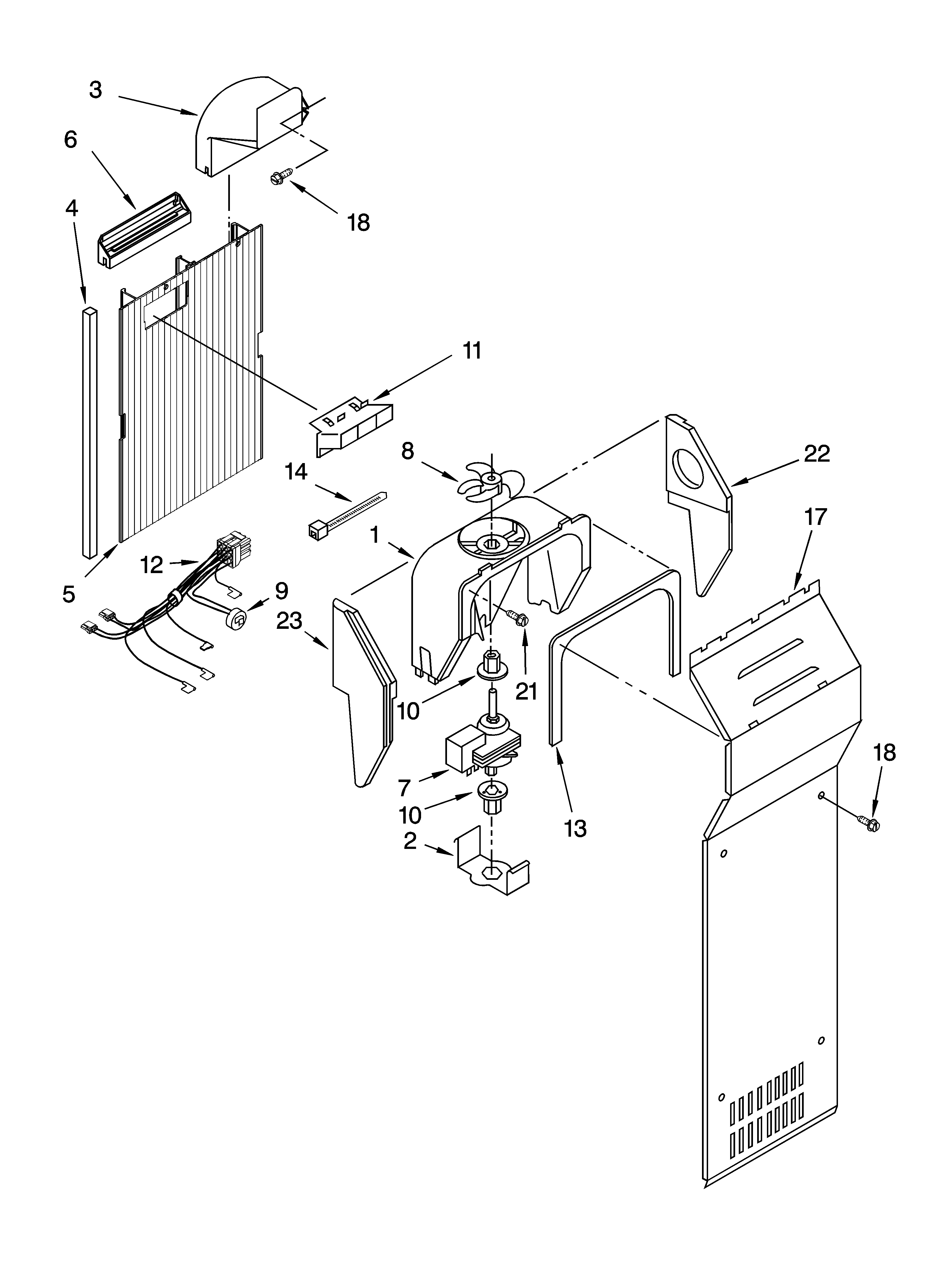 Whirlpool 3XES0FHGNS00 air flow parts diagram