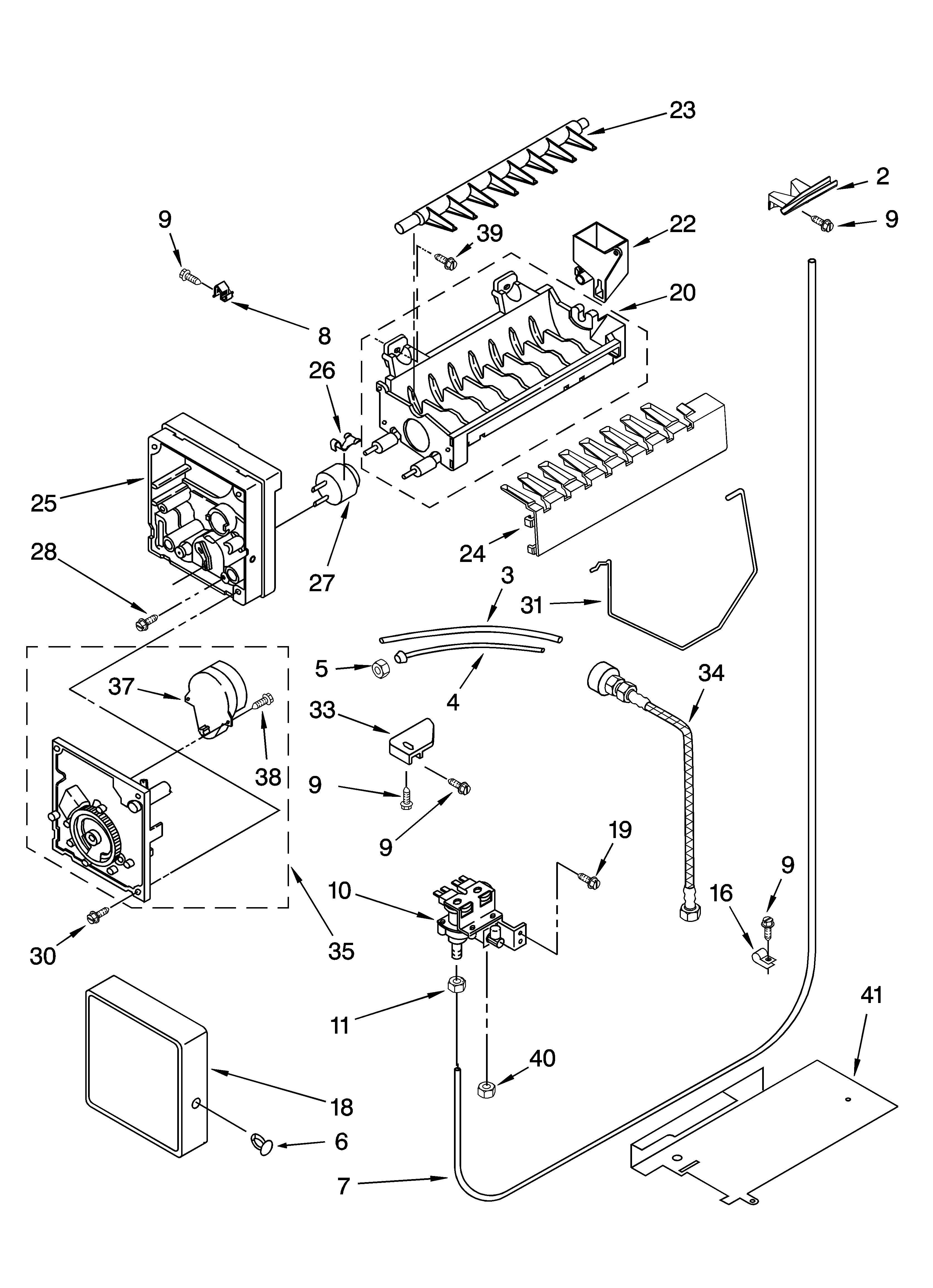 Whirlpool 3XES0FHGNS00 icemaker parts, parts not illustrated diagram