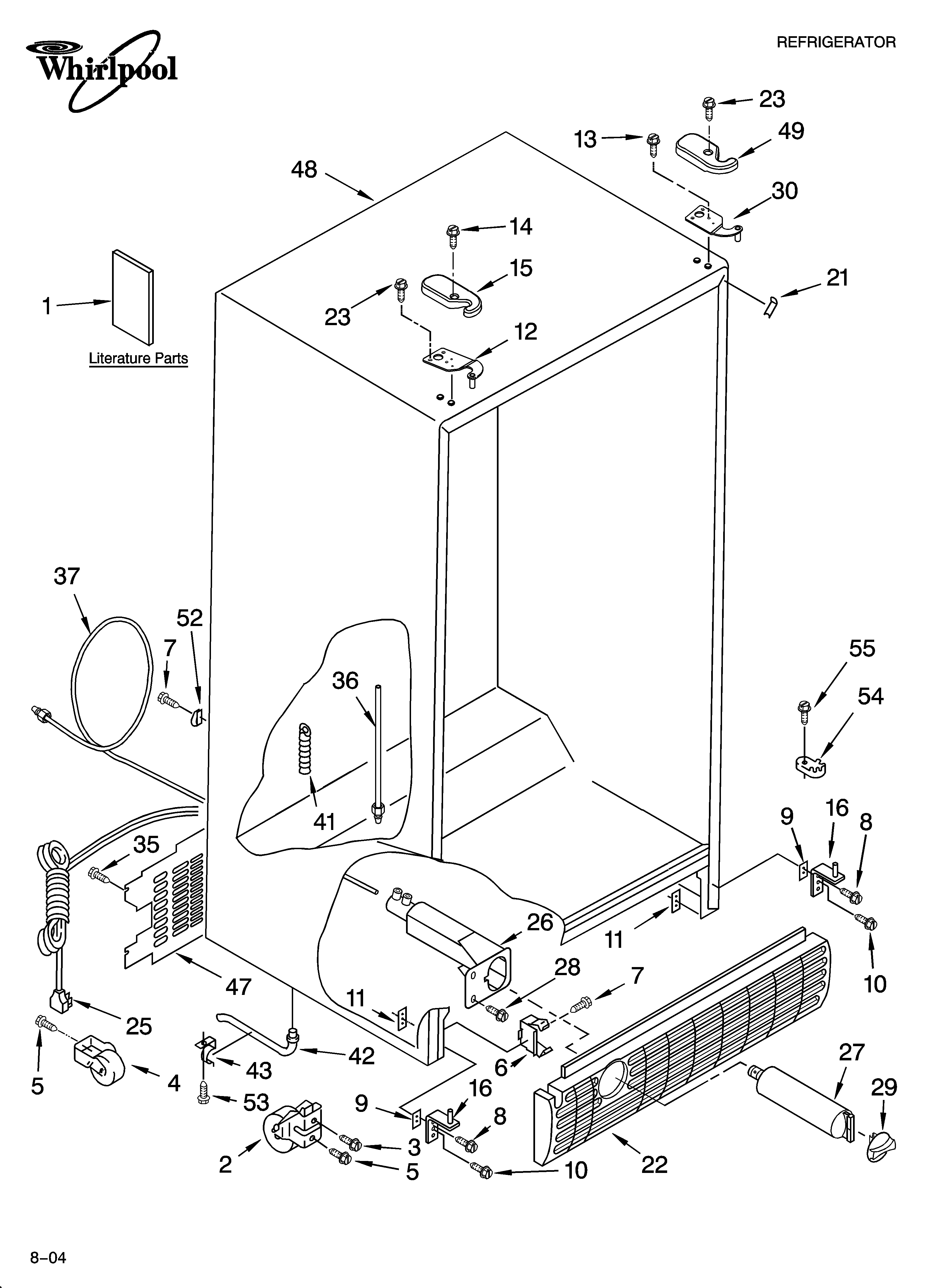 Whirlpool 5VGS3SHGKQ00 cabinet parts diagram