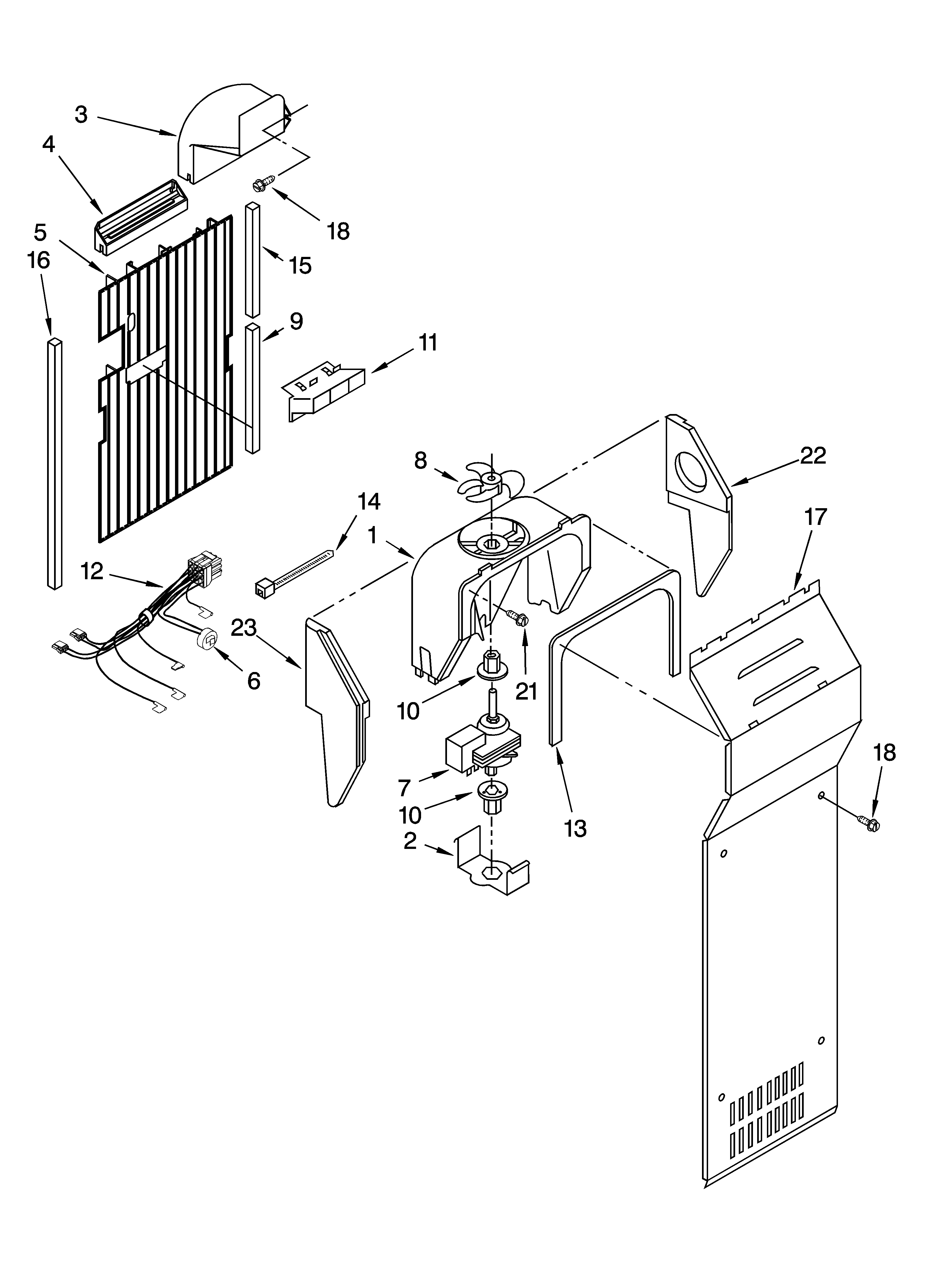 Whirlpool 5VGS3SHGKQ00 air flow parts diagram