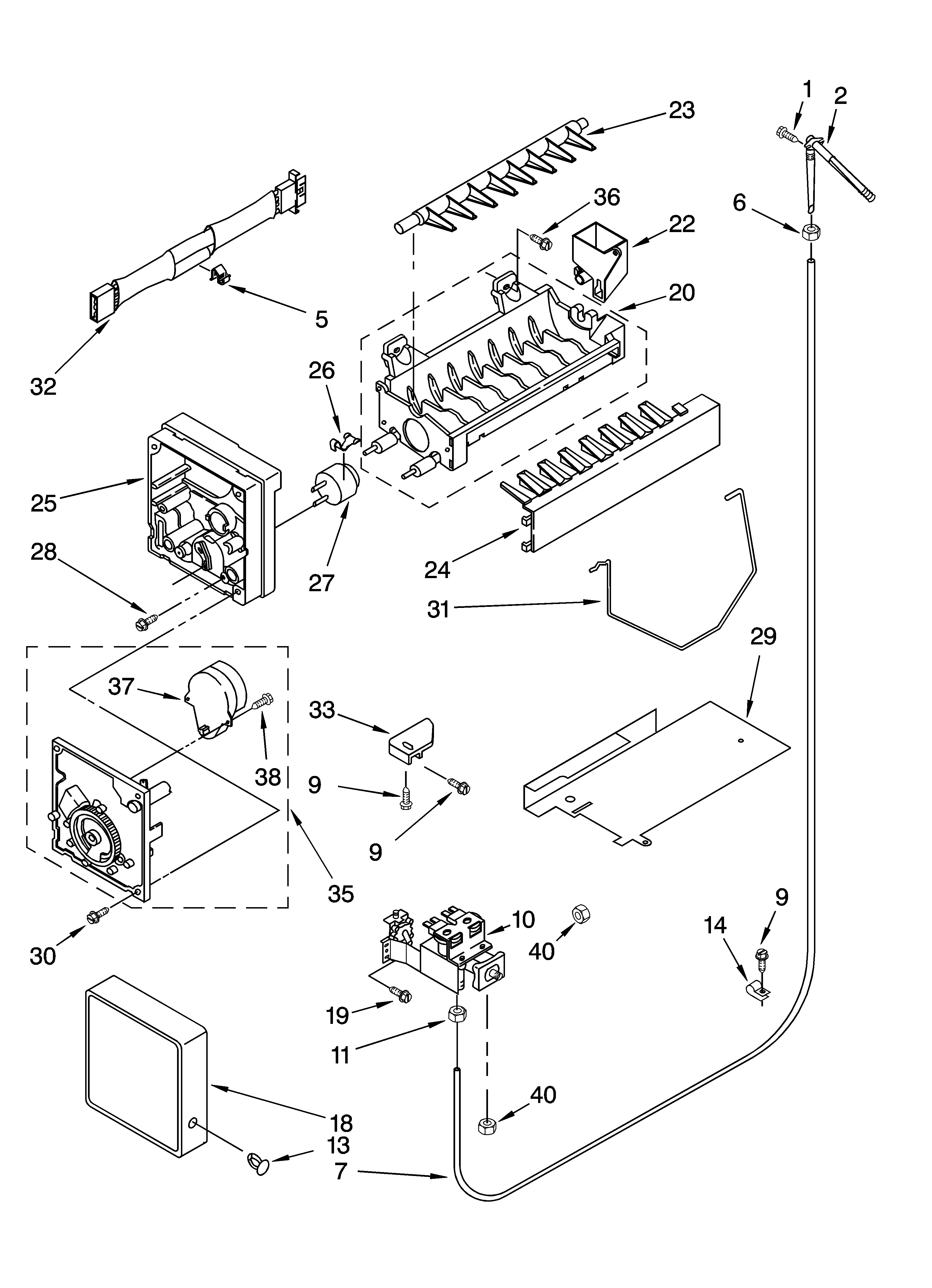 Whirlpool 5VGS3SHGKQ00 icemaker parts, optional parts diagram