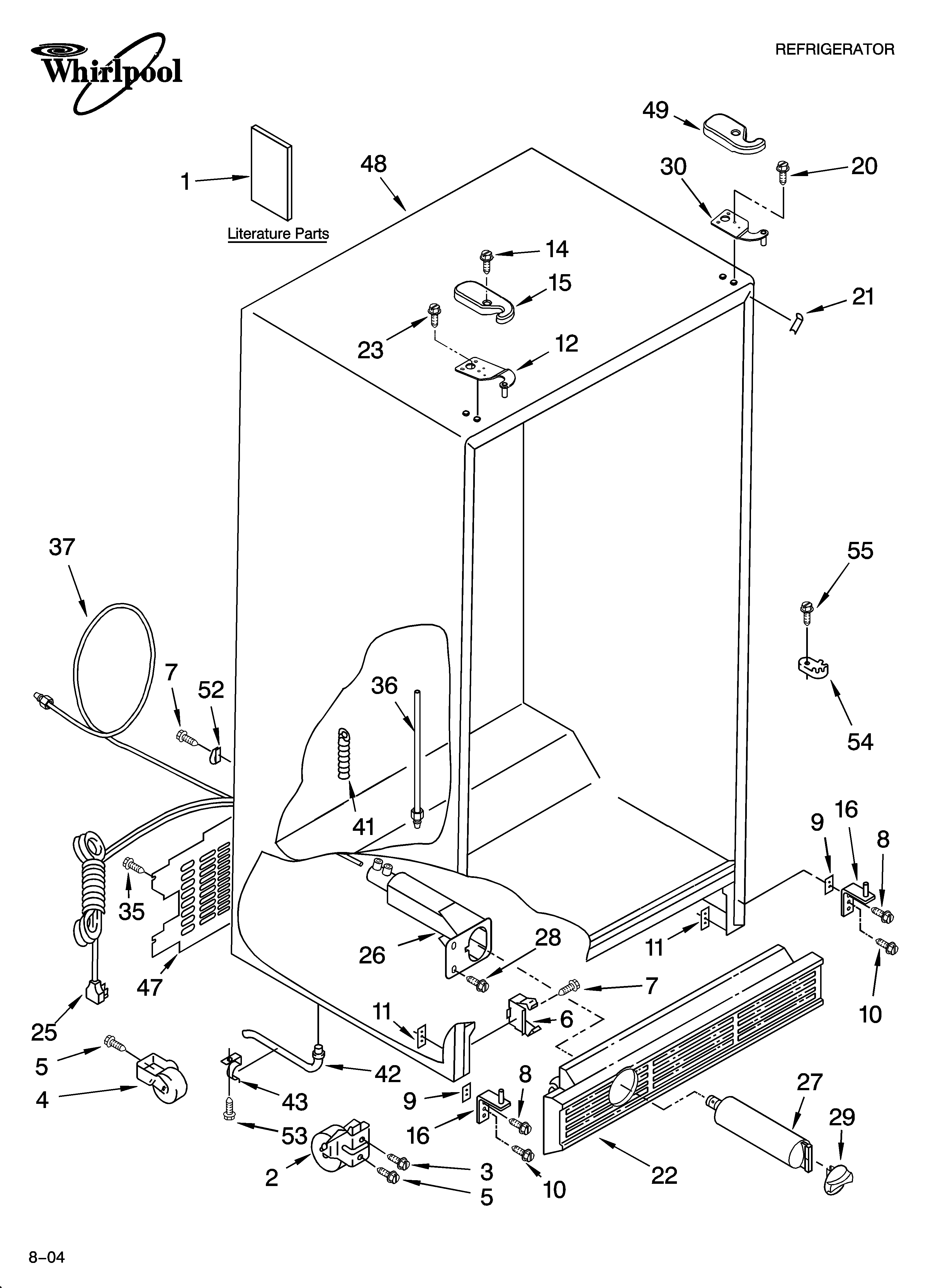 Whirlpool 5VGS3SHGKQ01 cabinet parts diagram