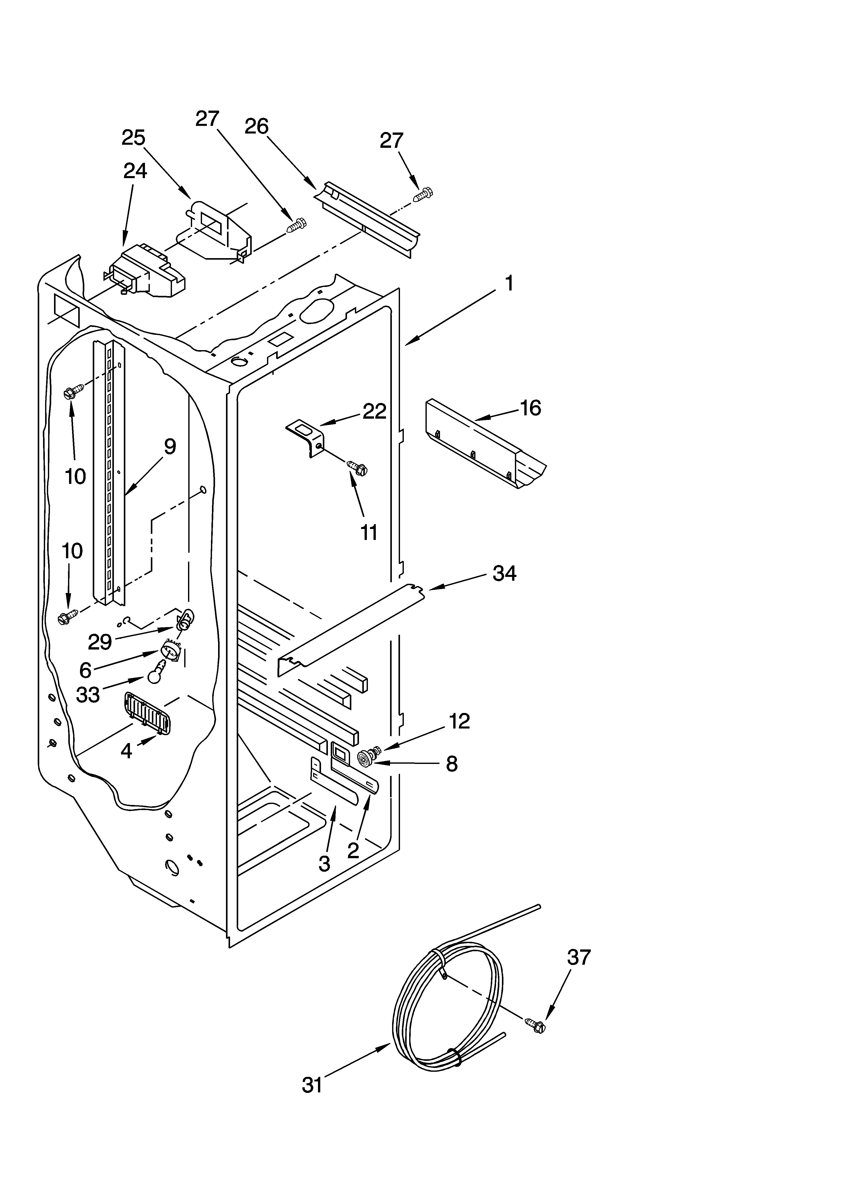 Whirlpool 5VGS3SHGKQ01 refrigerator liner parts diagram