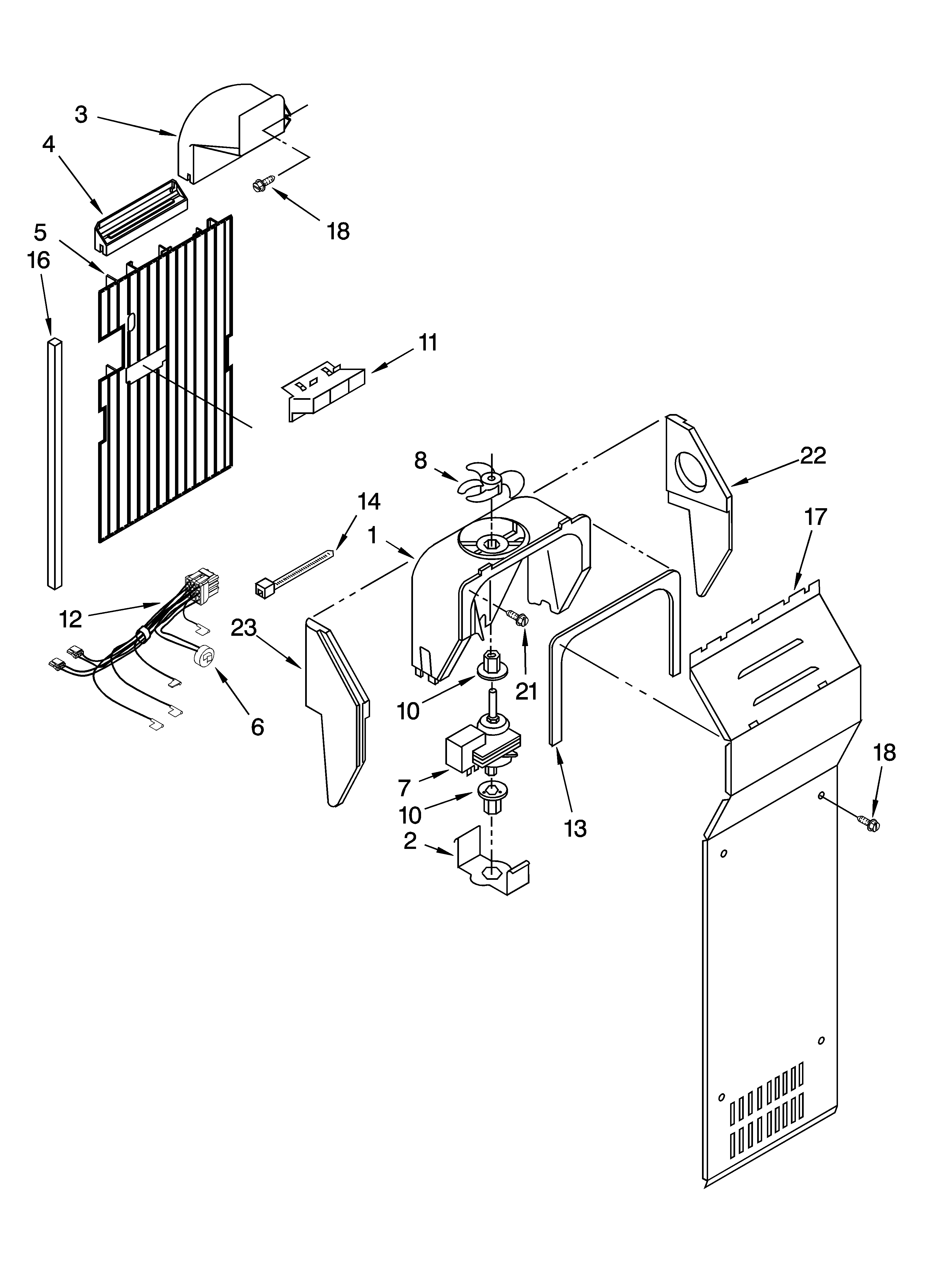 Whirlpool 5VGS3SHGKQ01 air flow parts diagram