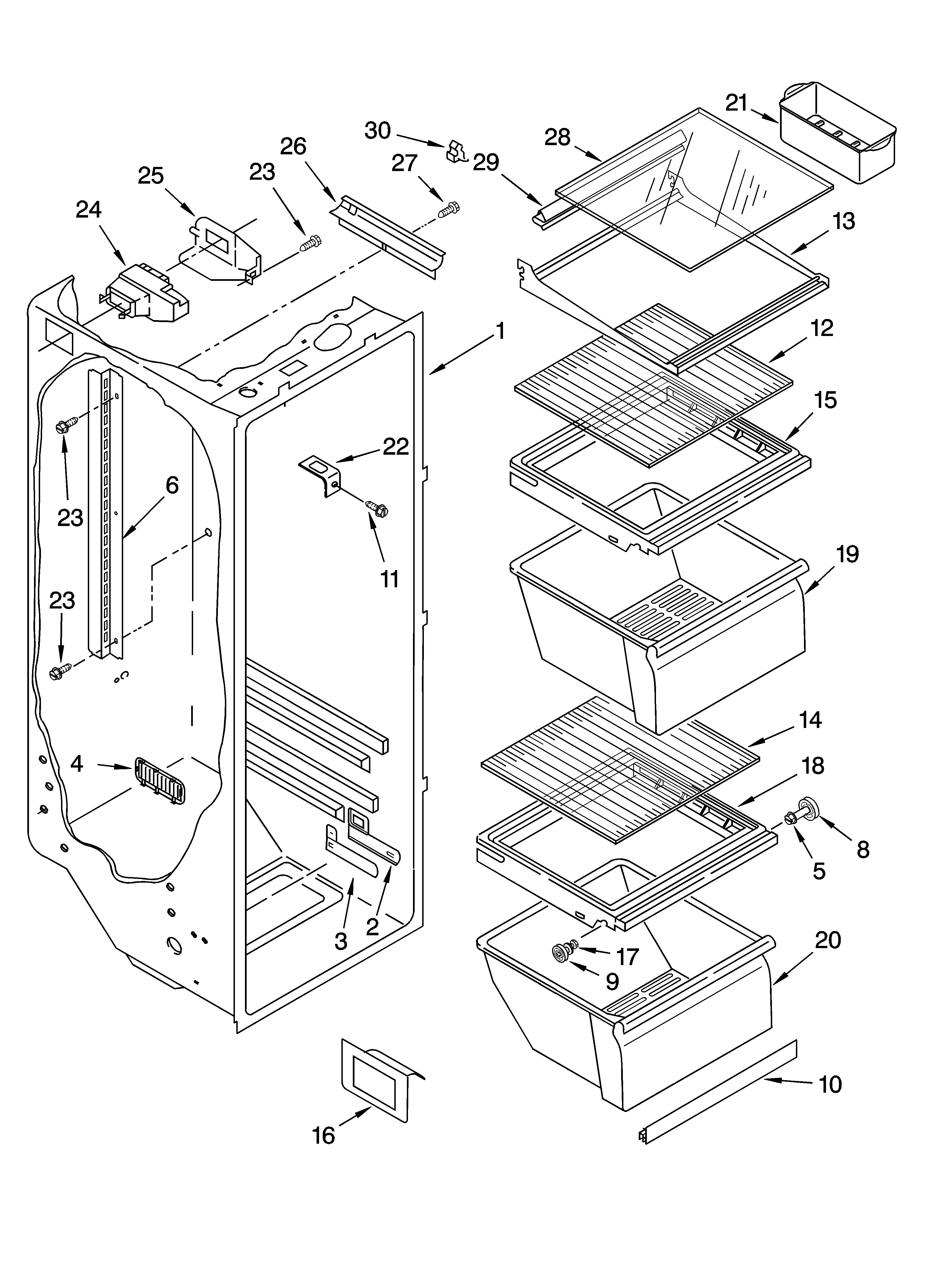 Whirlpool 8ED0GTKXKT02 refrigerator liner parts diagram