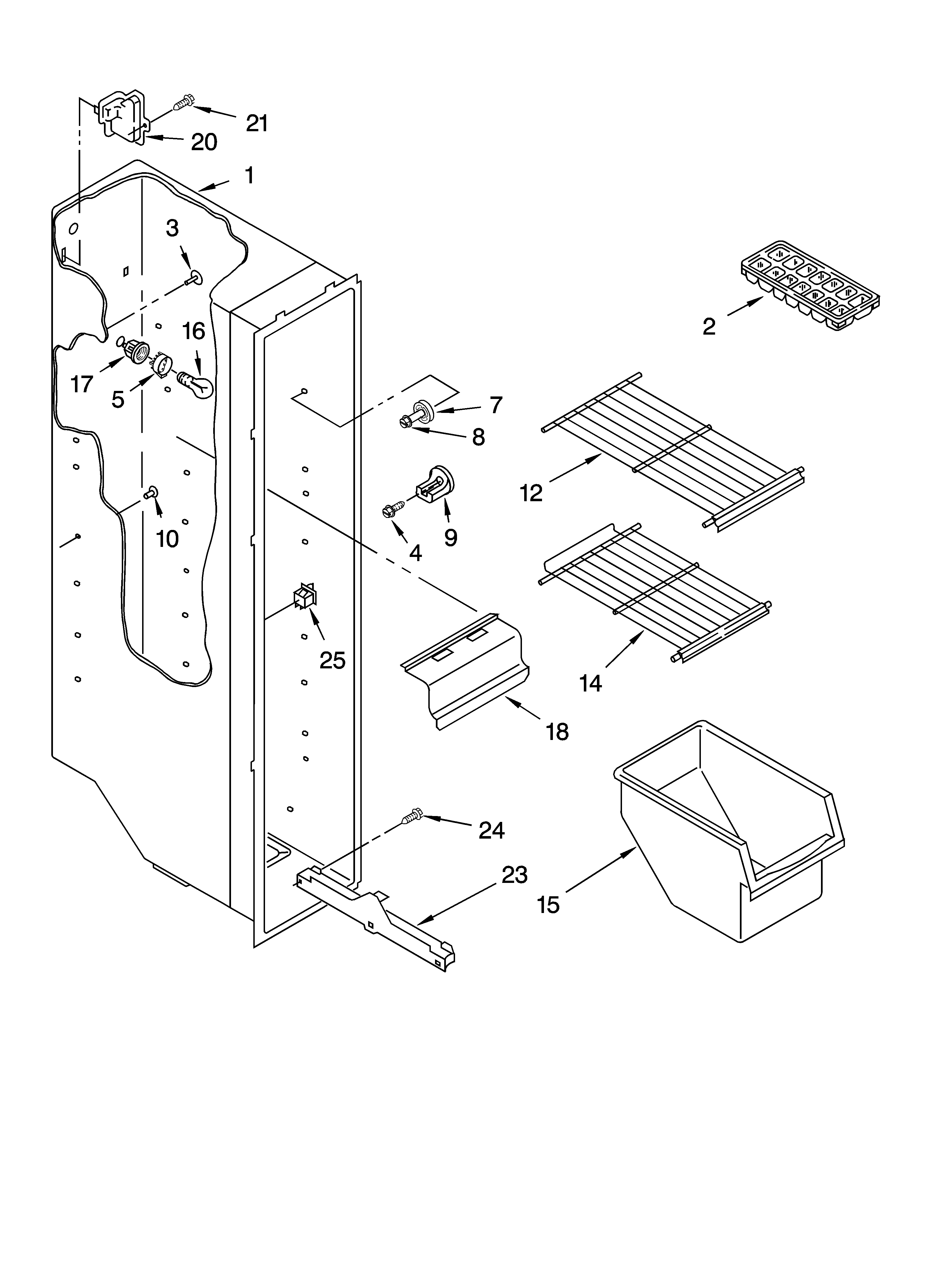 Whirlpool 8ED0GTKXKT02 freezer liner parts diagram