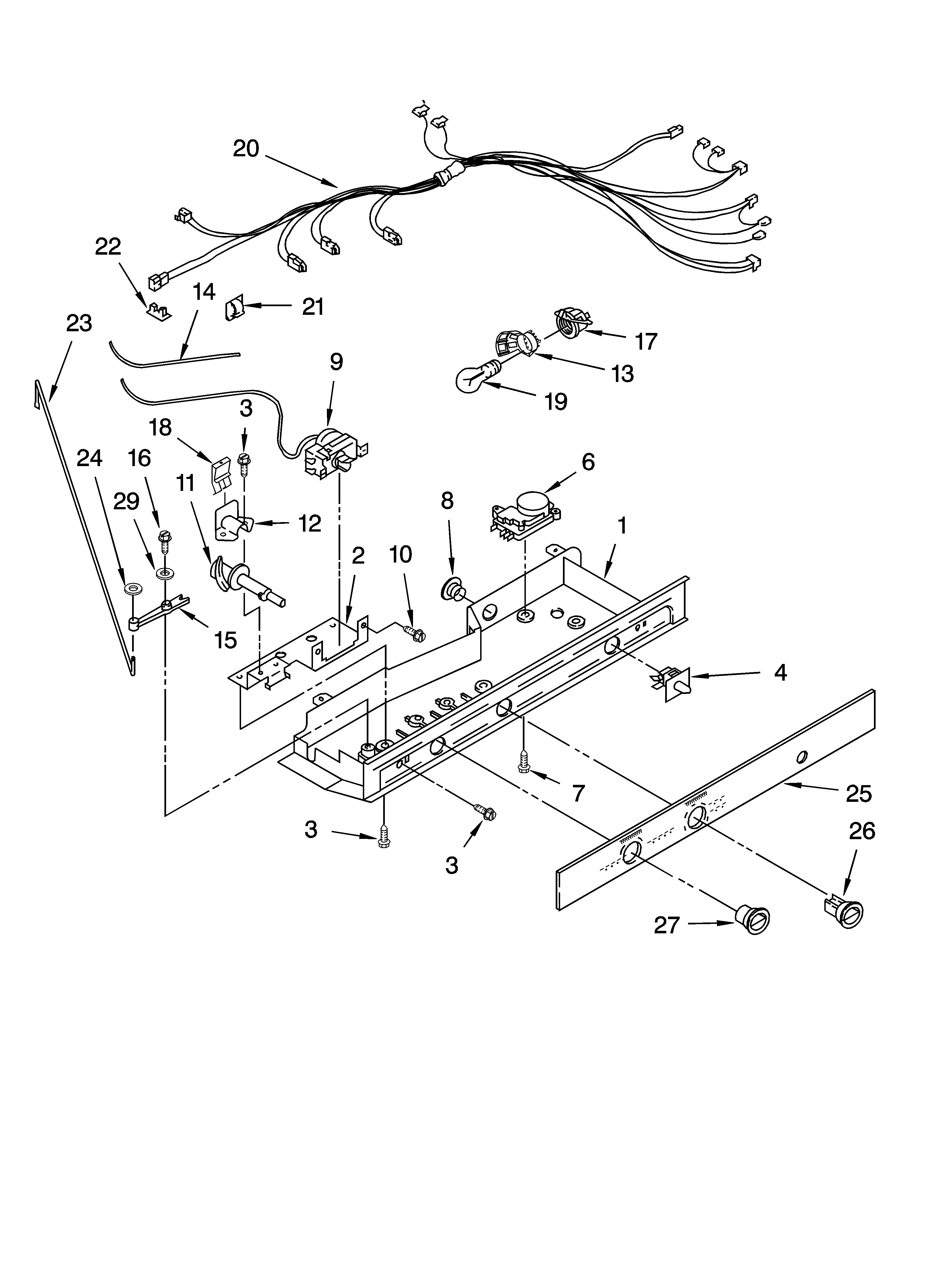 Whirlpool 8ED0GTKXKT02 control parts, parts not illustrated diagram