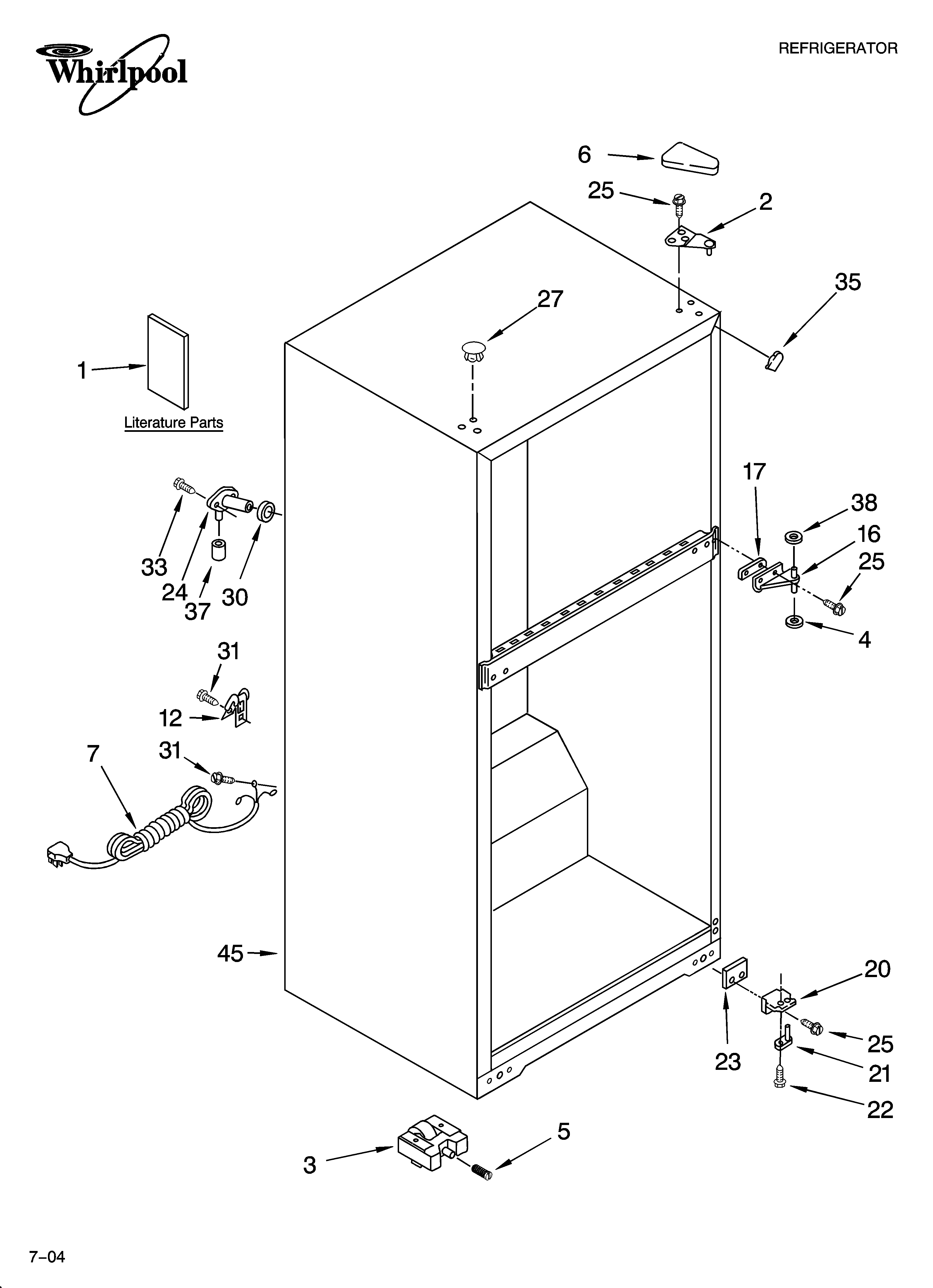 Whirlpool 8VET8WPKLQ03 cabinet parts diagram