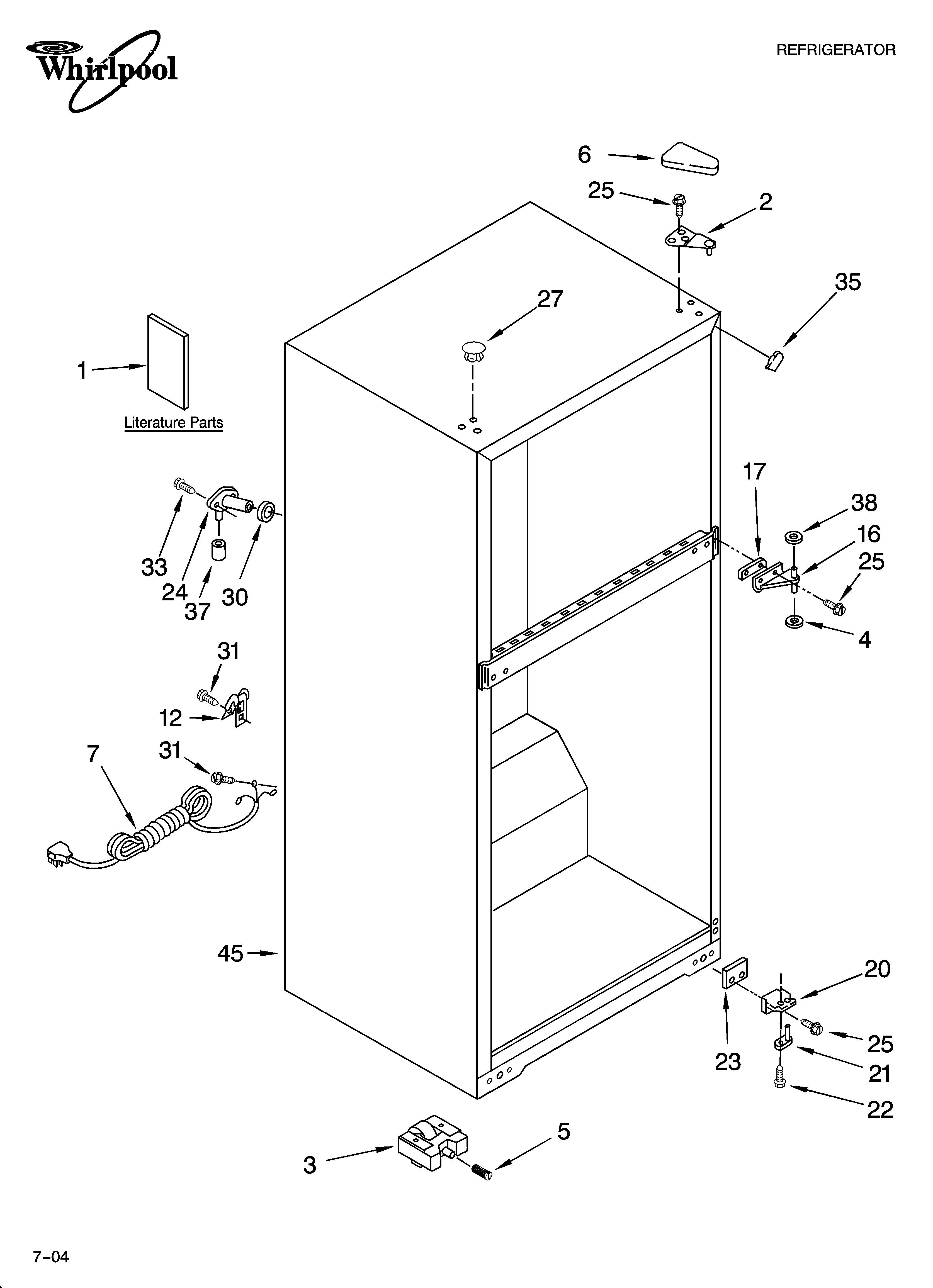 Whirlpool 8VET8WPKLQ04 cabinet parts diagram