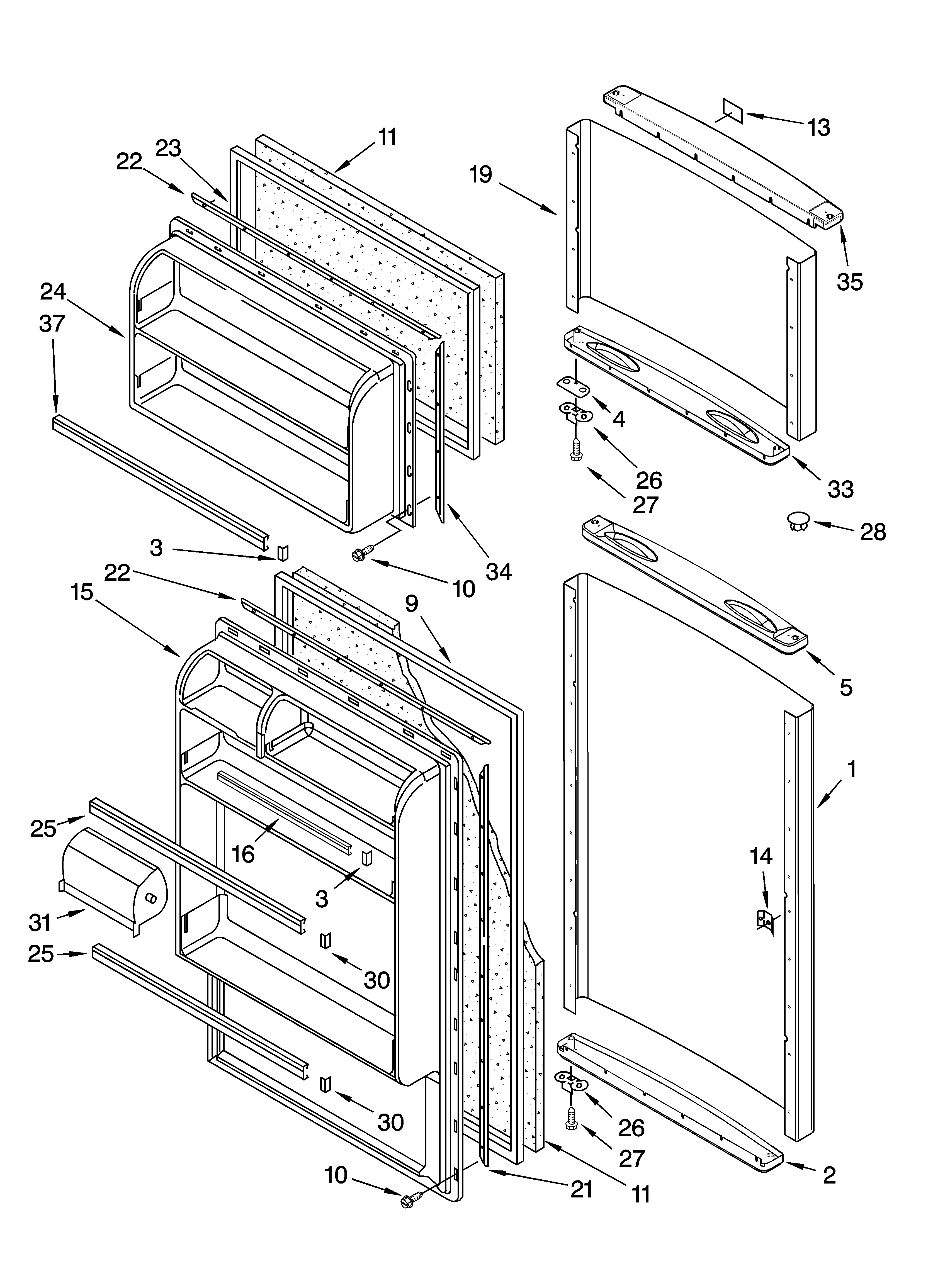 Whirlpool 8VET8WPKLQ04 door parts diagram