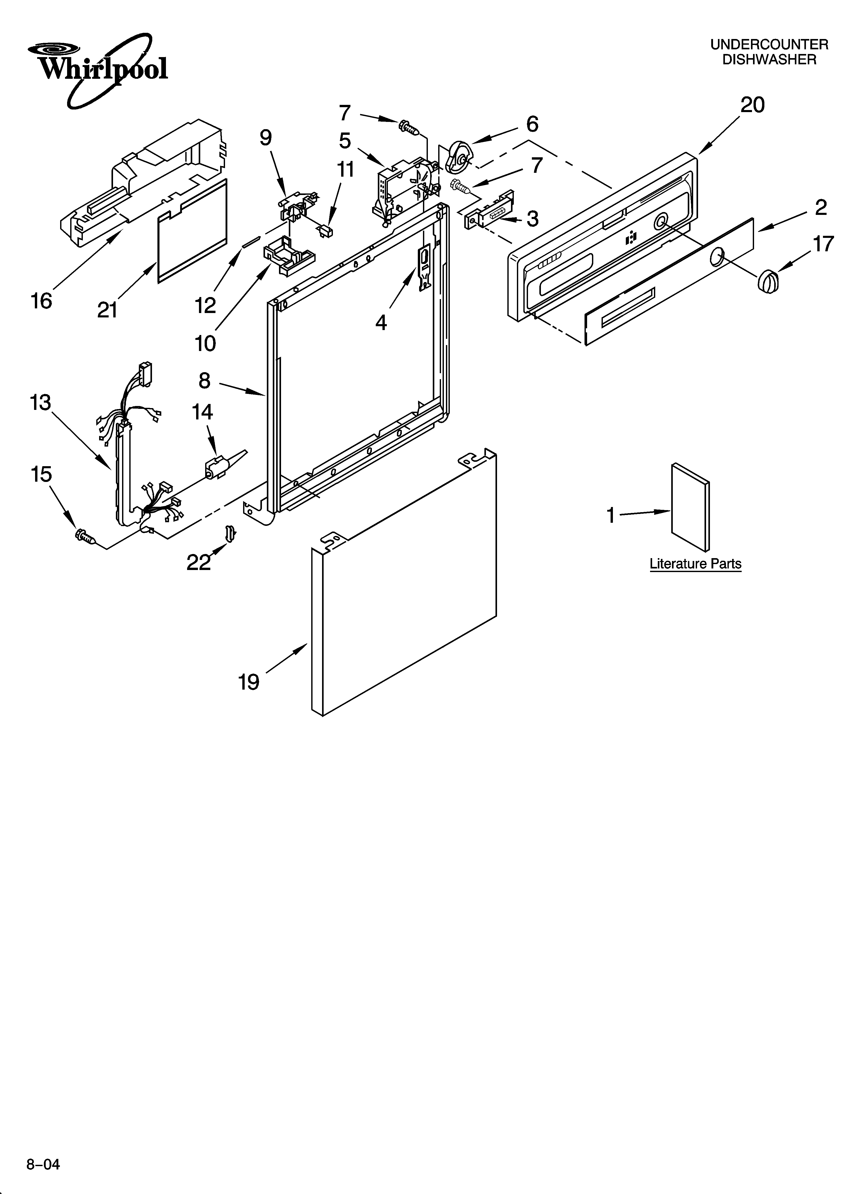 Whirlpool DU850SWPQ0 frame and console parts diagram