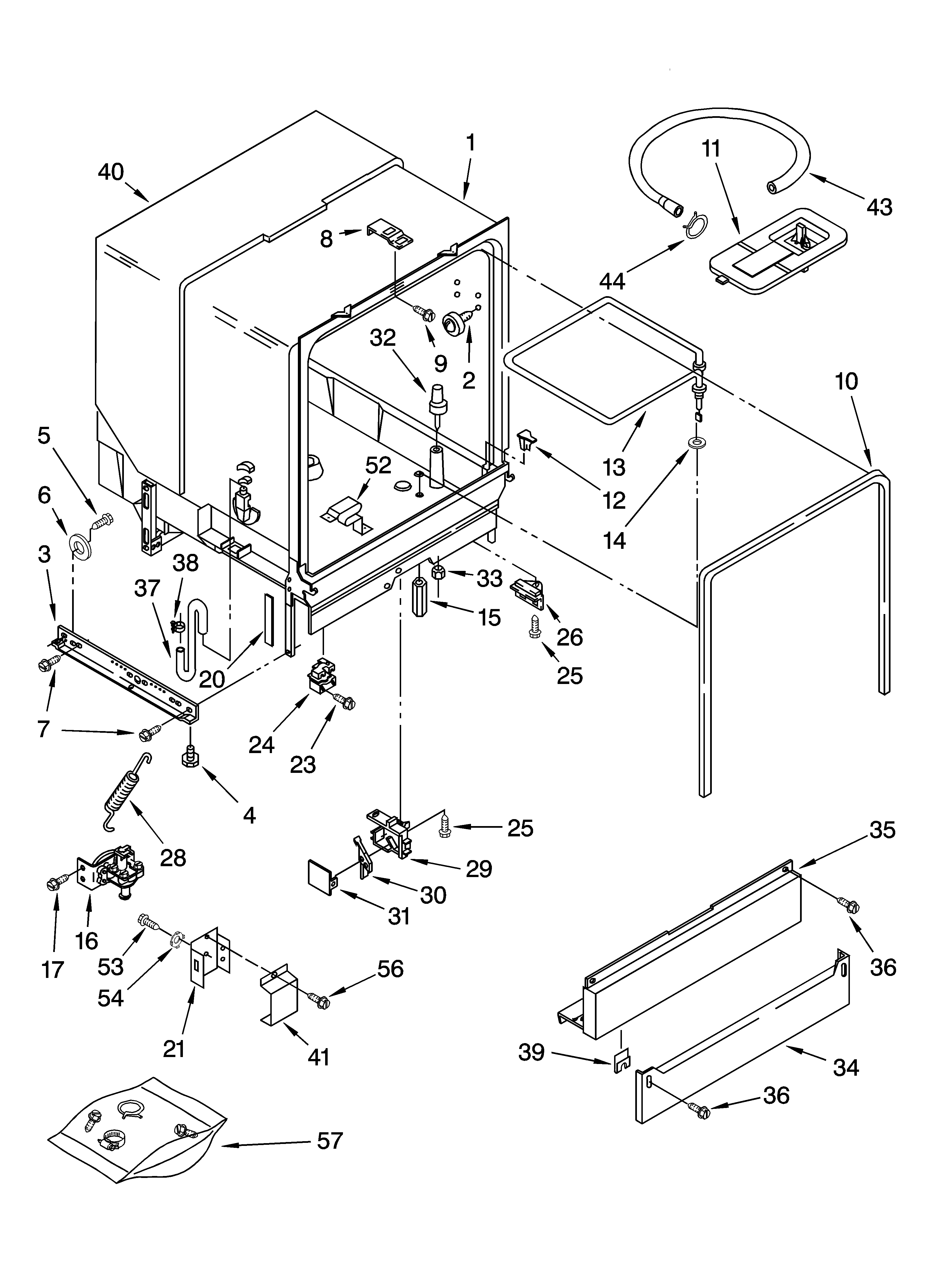 Whirlpool DU850SWPQ0 tub assembly parts diagram
