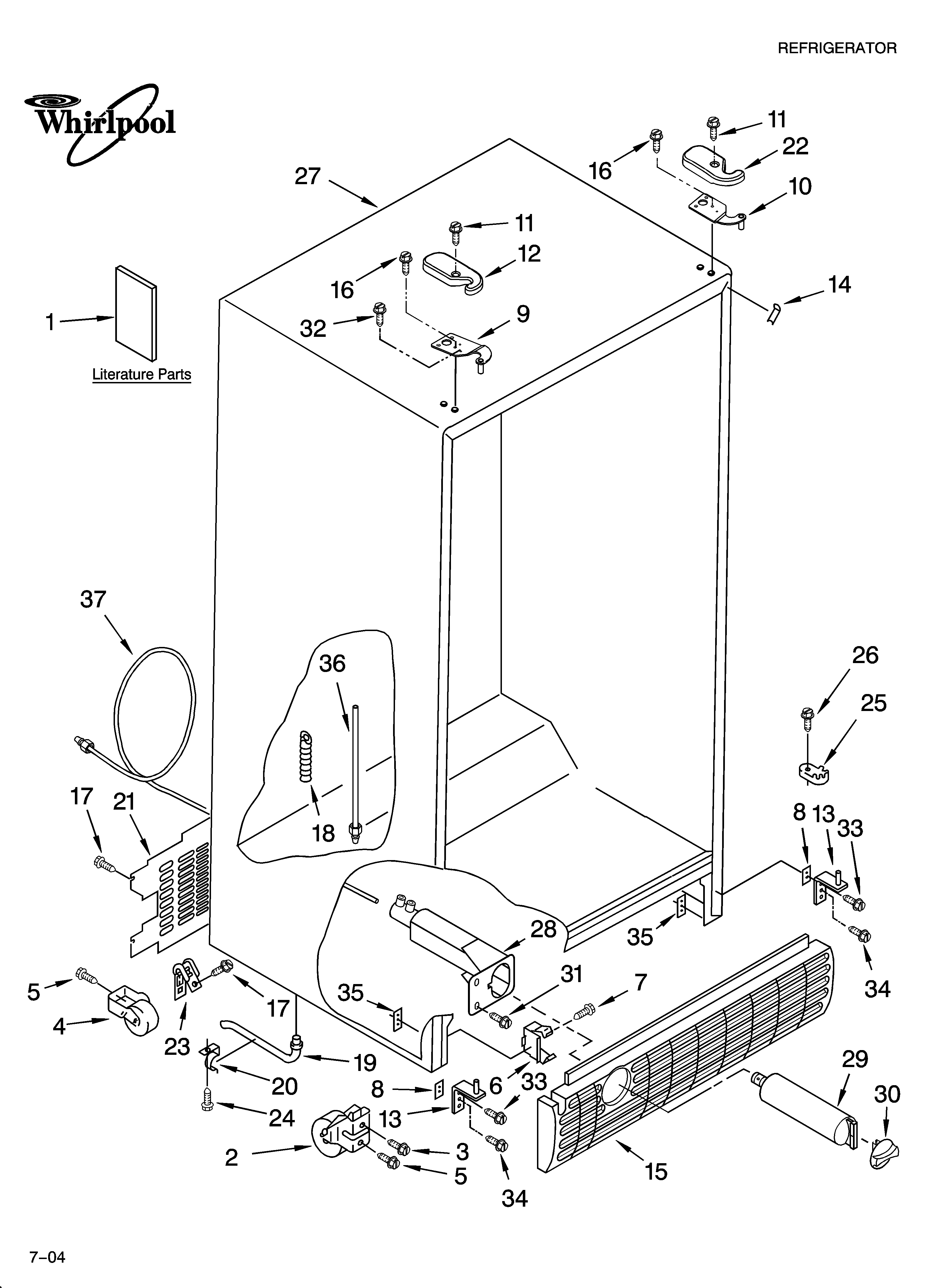 Whirlpool ED2FHEXNQ00 cabinet parts diagram