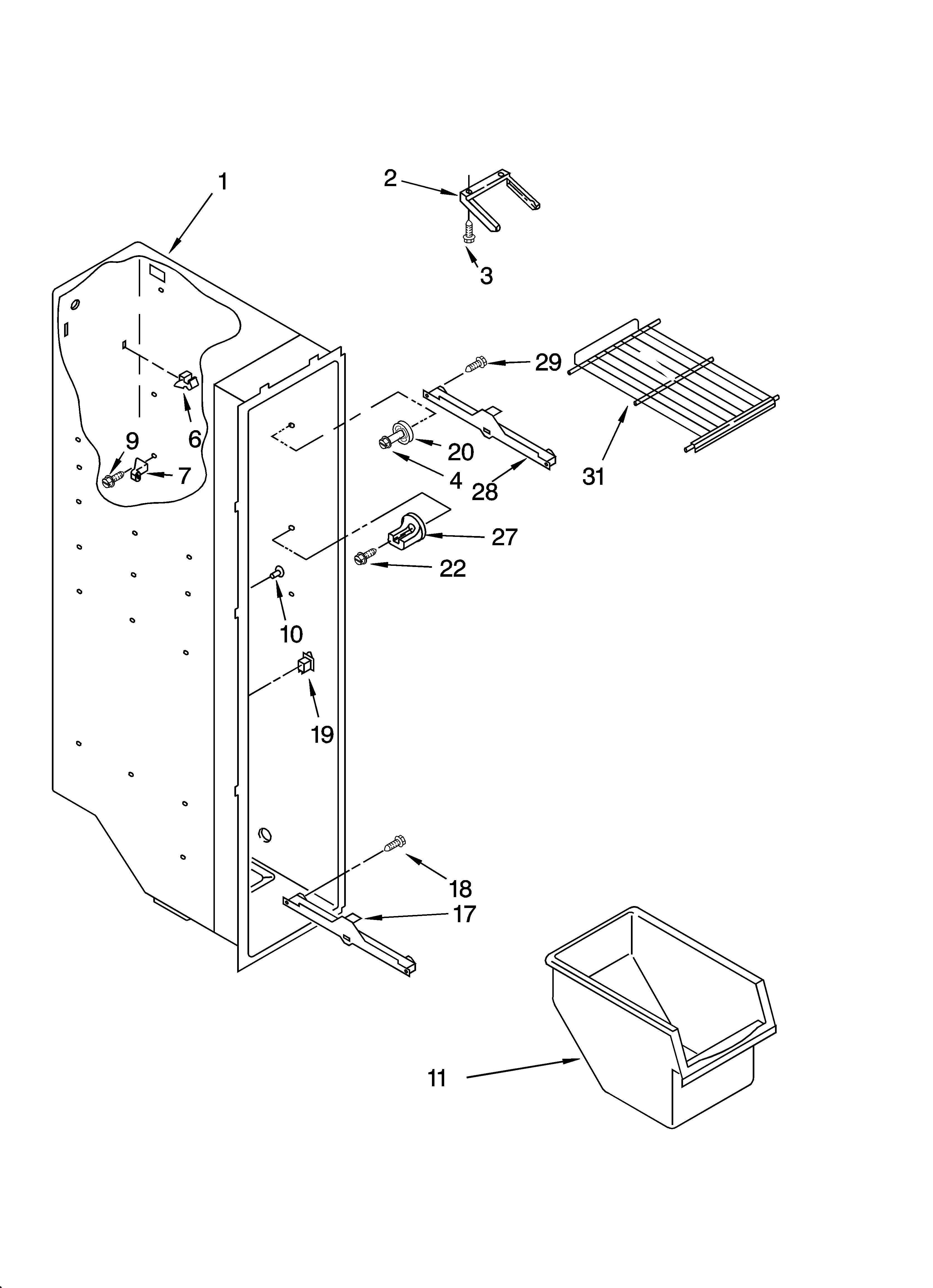 Whirlpool ED2FHEXNQ00 freezer liner parts diagram