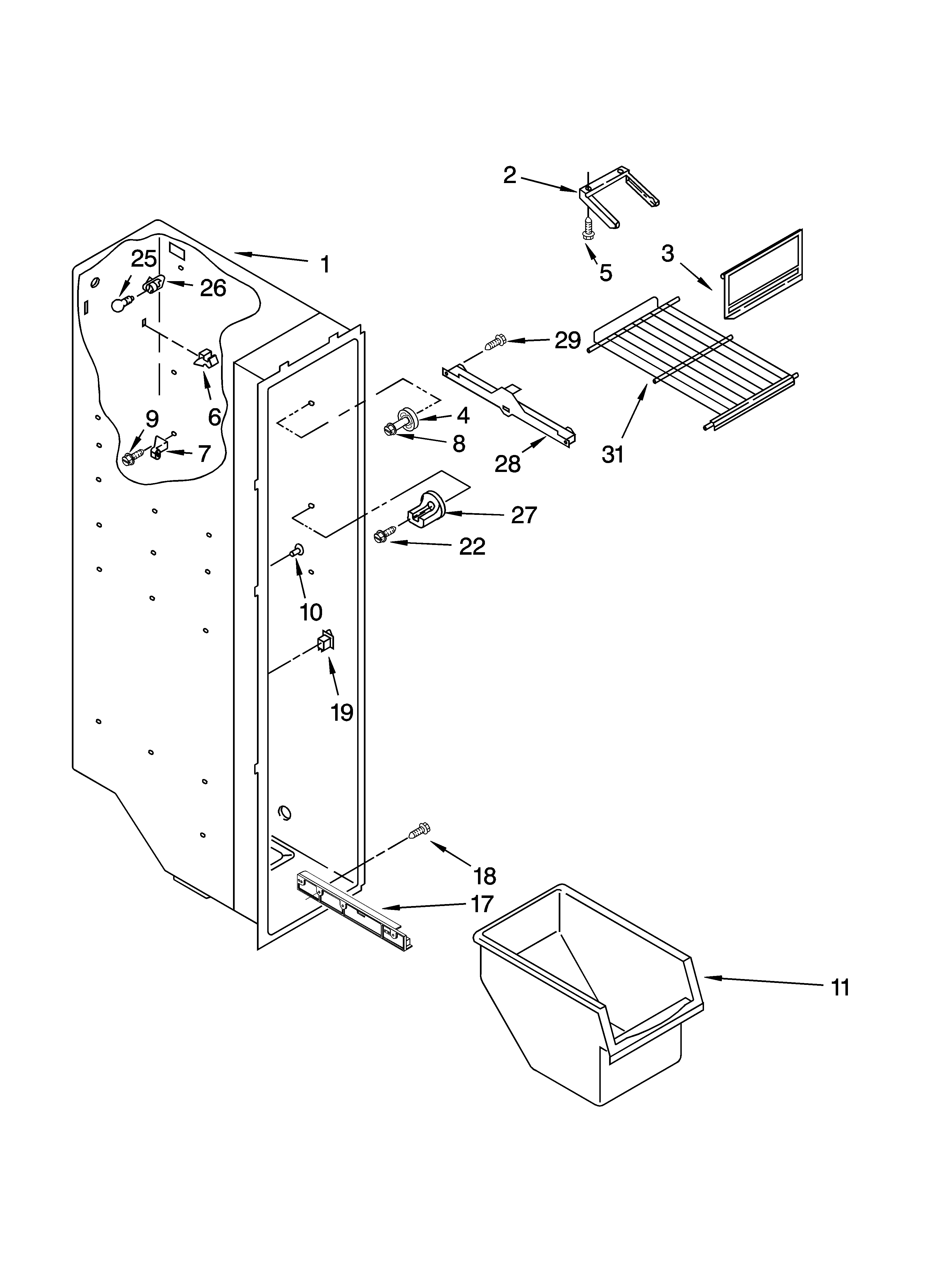 Whirlpool ED2GHEXNT00 freezer liner parts diagram