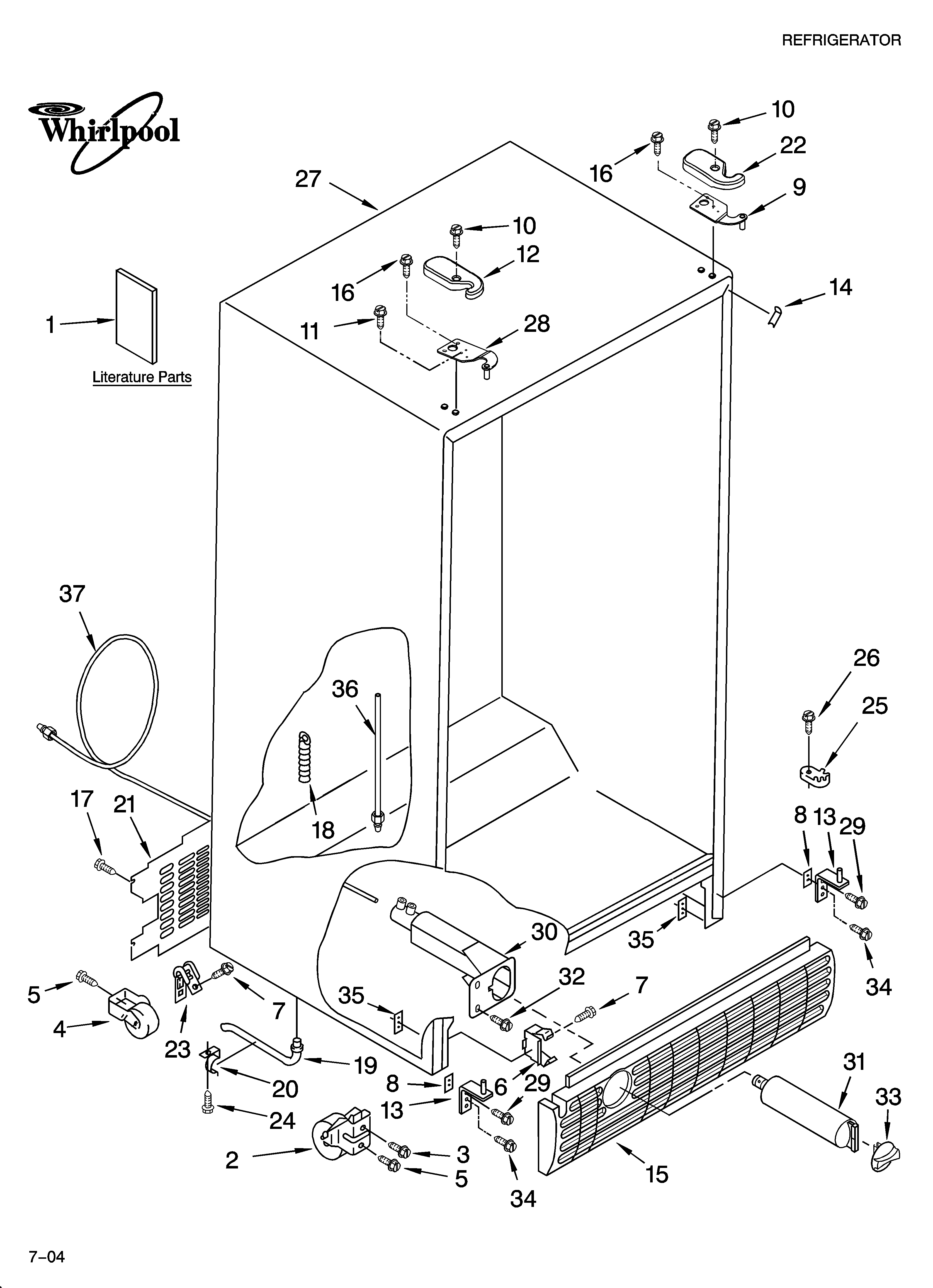 Whirlpool ED5GHEXNB00 cabinet parts diagram
