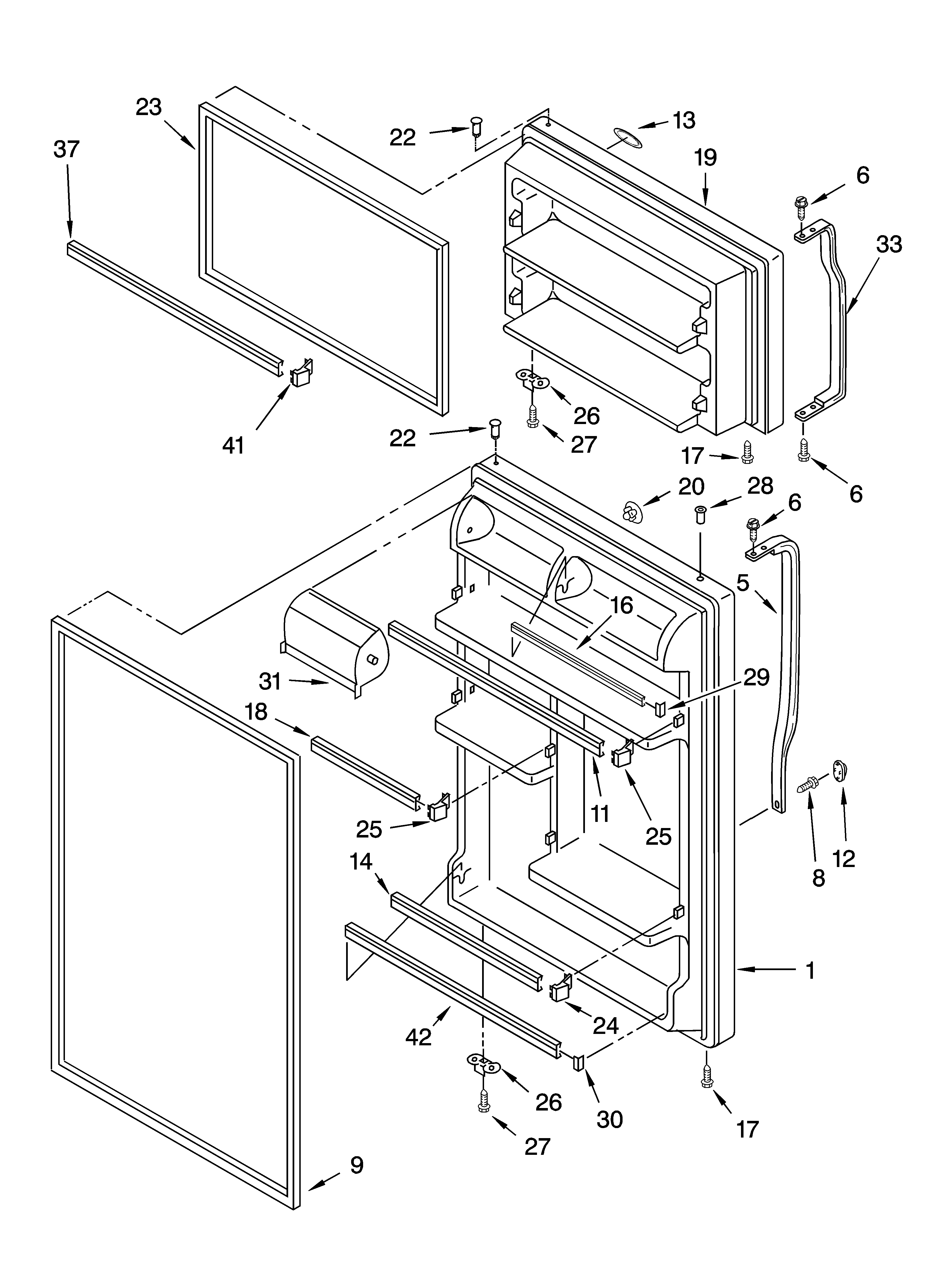 Whirlpool ET8GHMXLQ03 door parts diagram