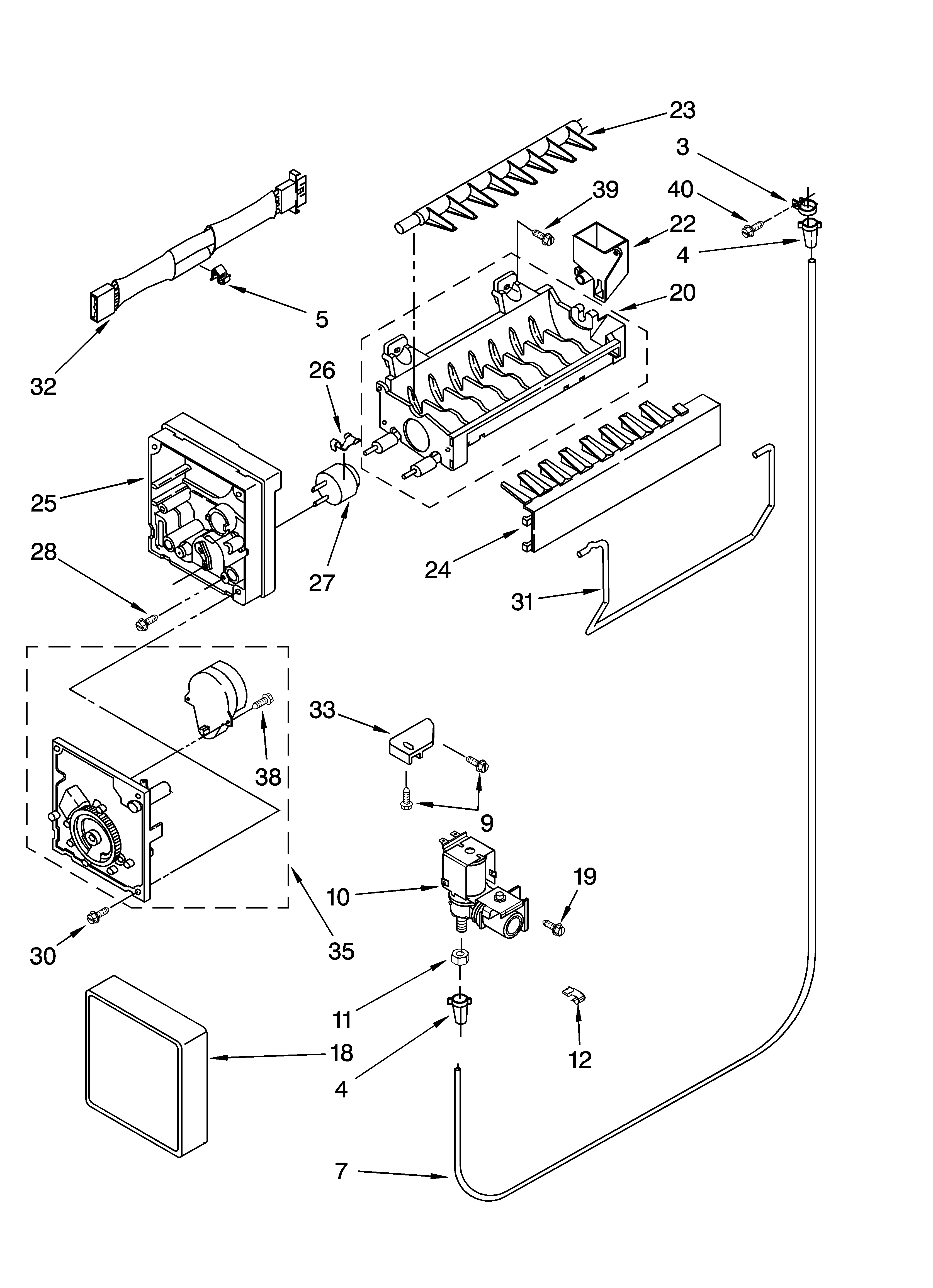 Whirlpool ET8GHMXLQ03 icemaker parts diagram