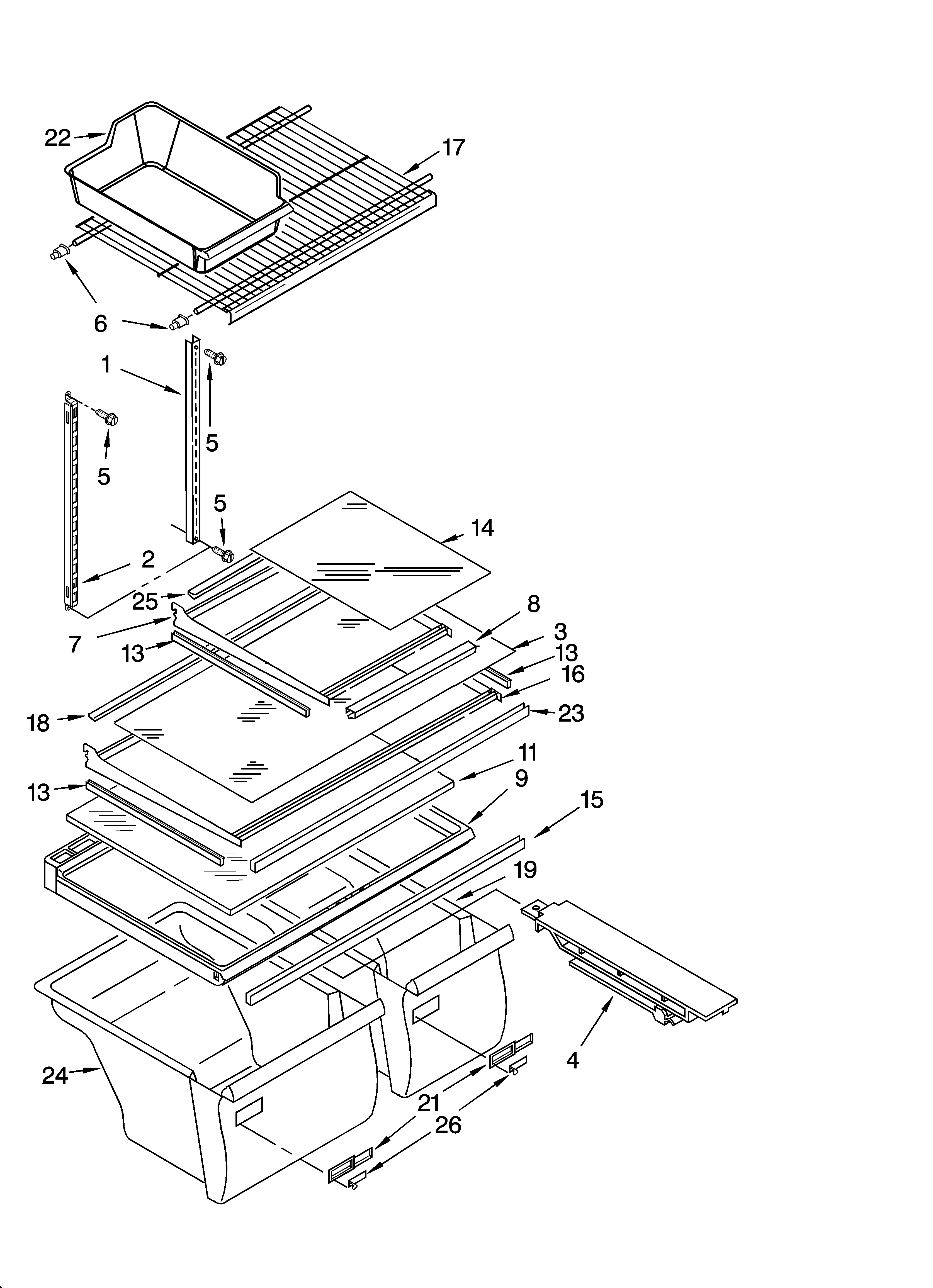 Whirlpool ET8GHMXLQ03 shelf parts, optional parts diagram