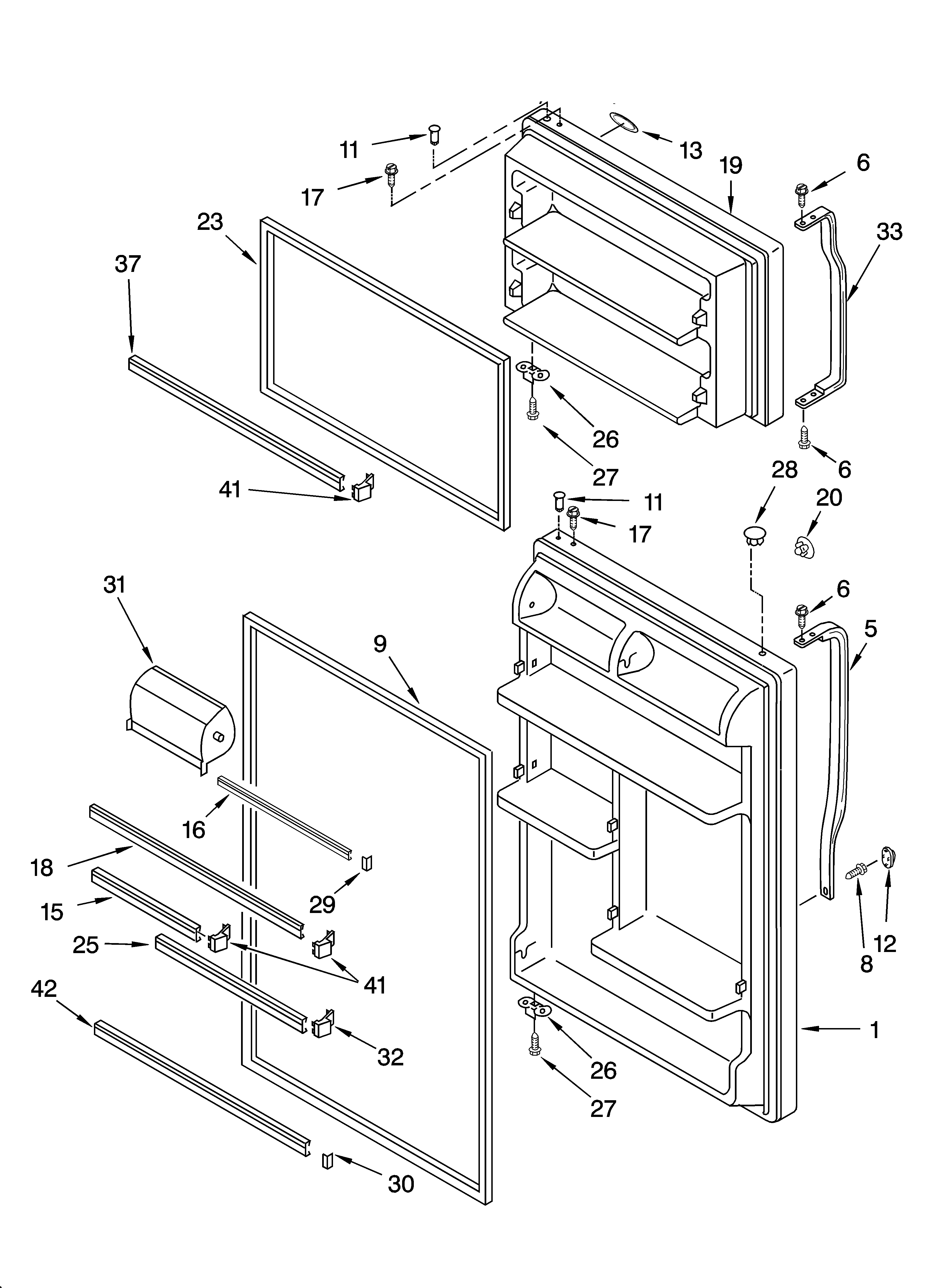 Whirlpool ET8WTKXKB05 door parts diagram