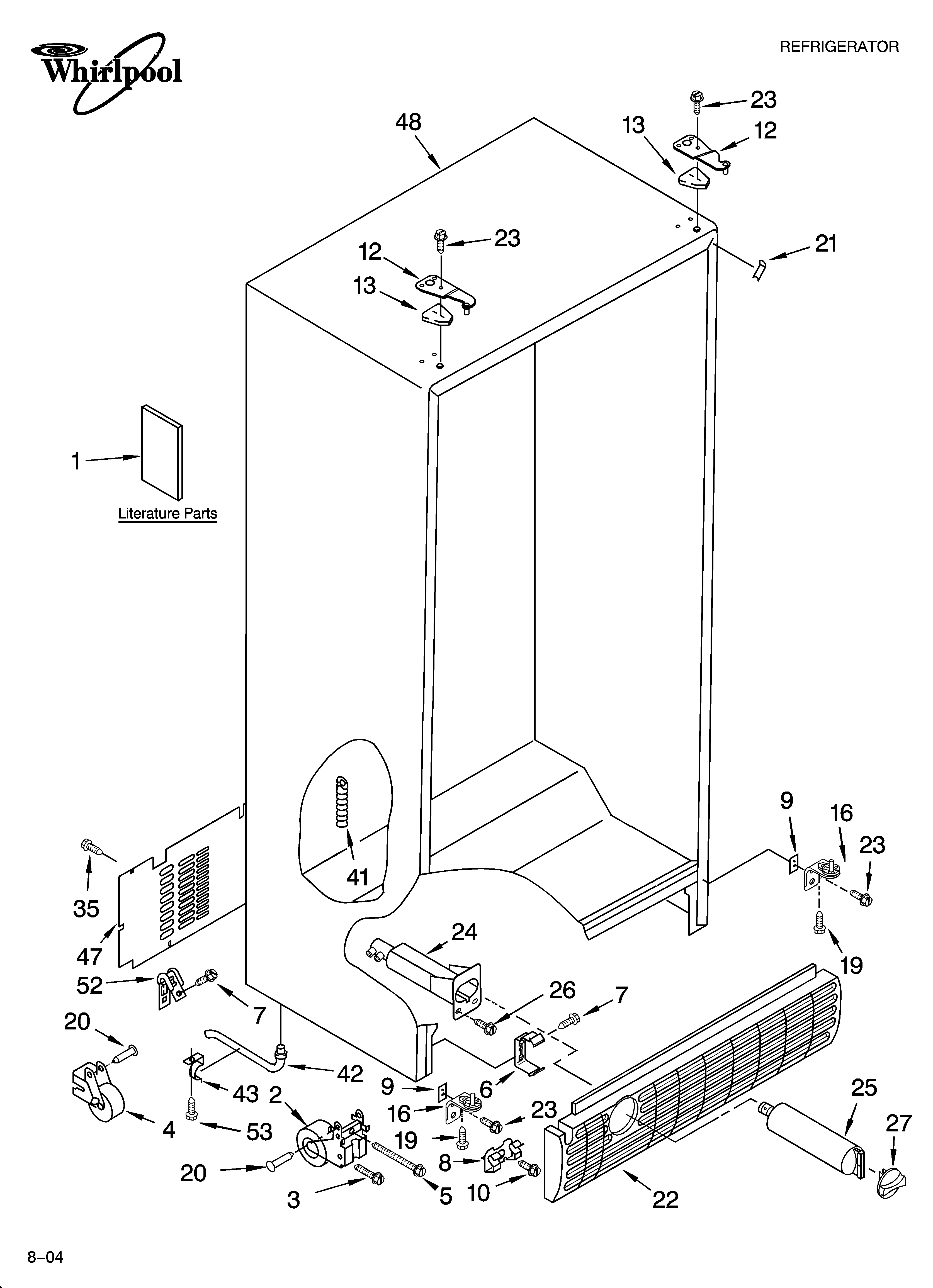 Whirlpool GD25FFCHT00 cabinet parts diagram