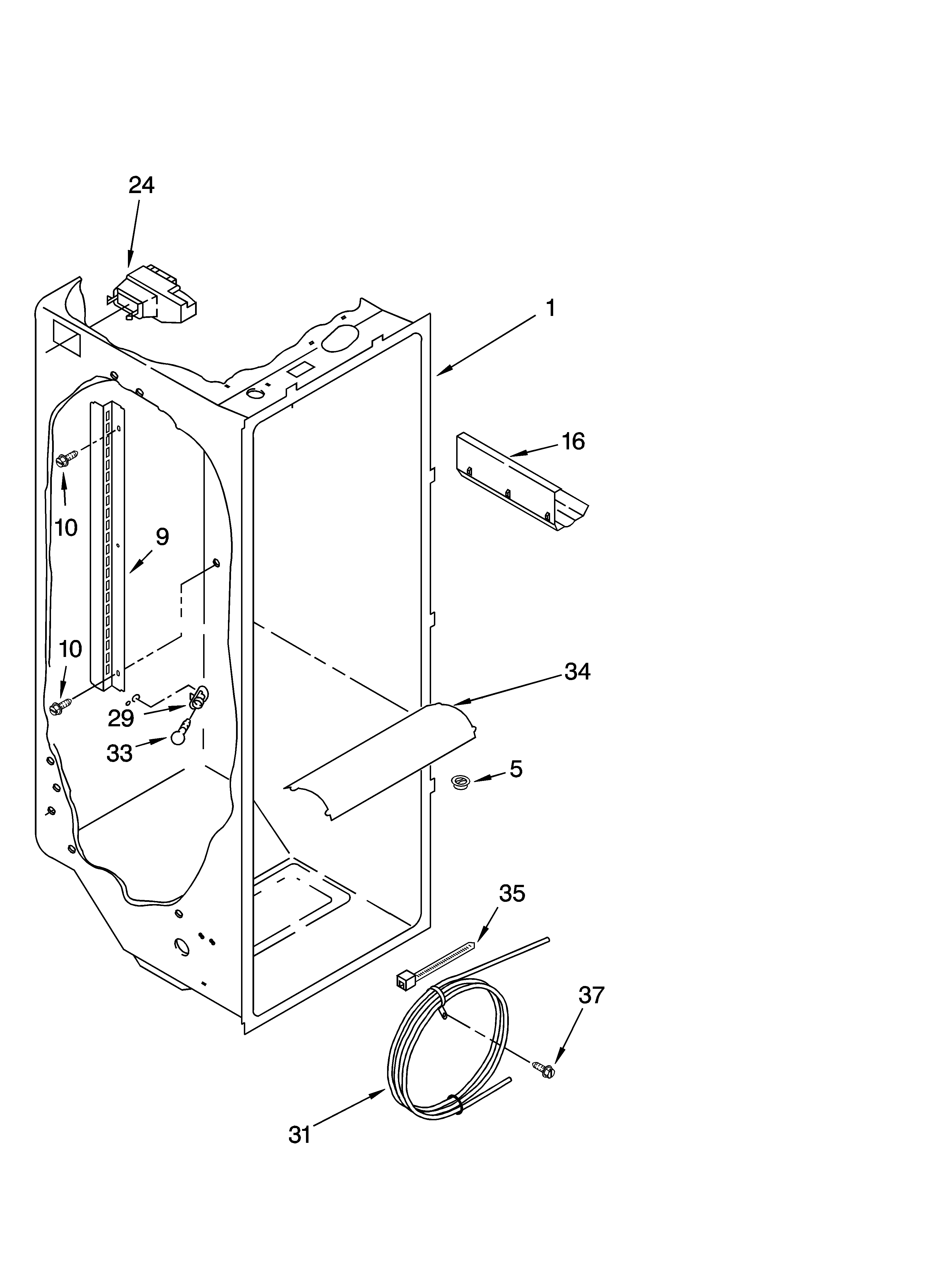 Whirlpool GD25FFCHT00 refrigerator liner parts diagram