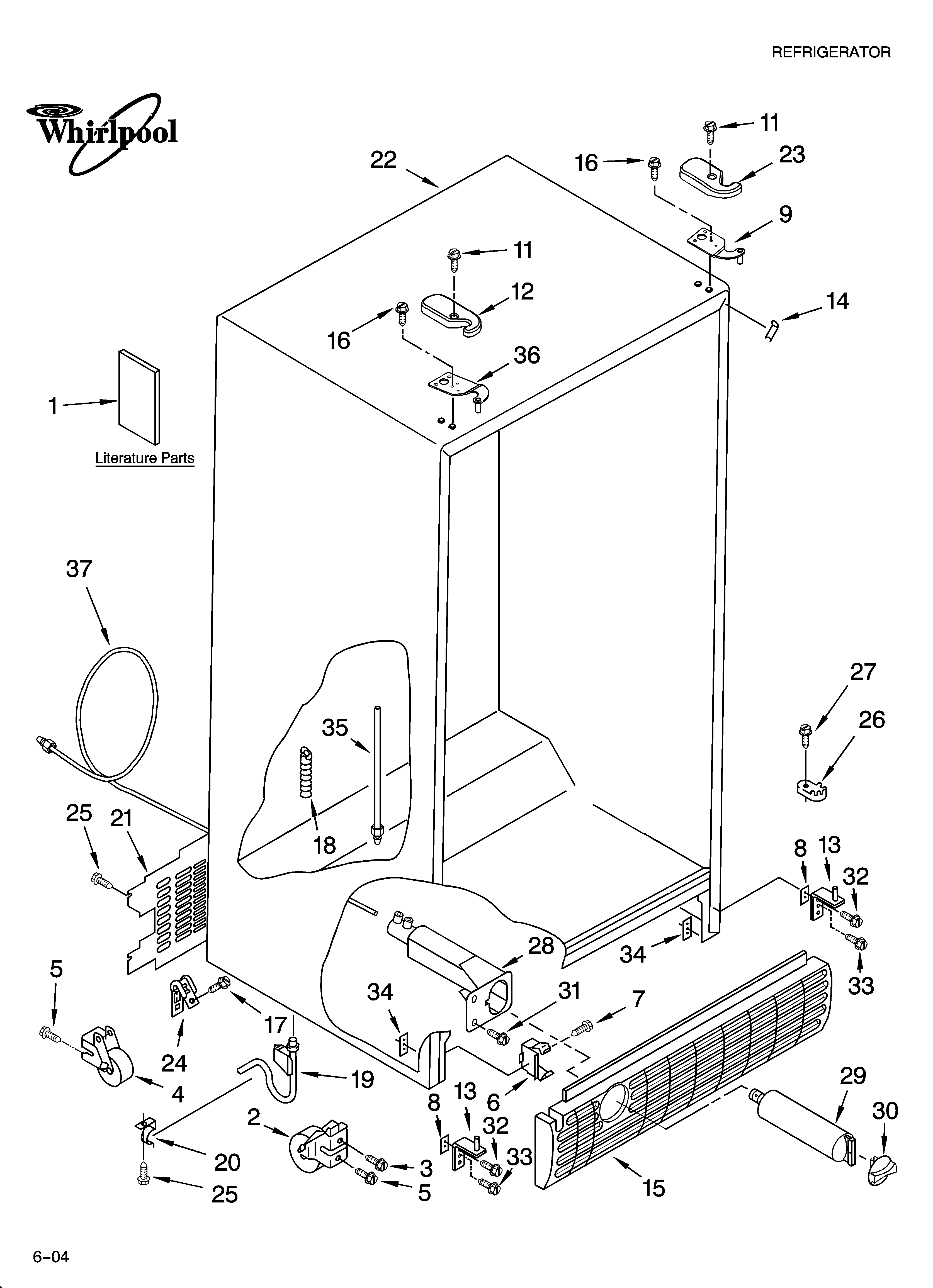 Whirlpool GS6SHAXMS00 cabinet parts diagram