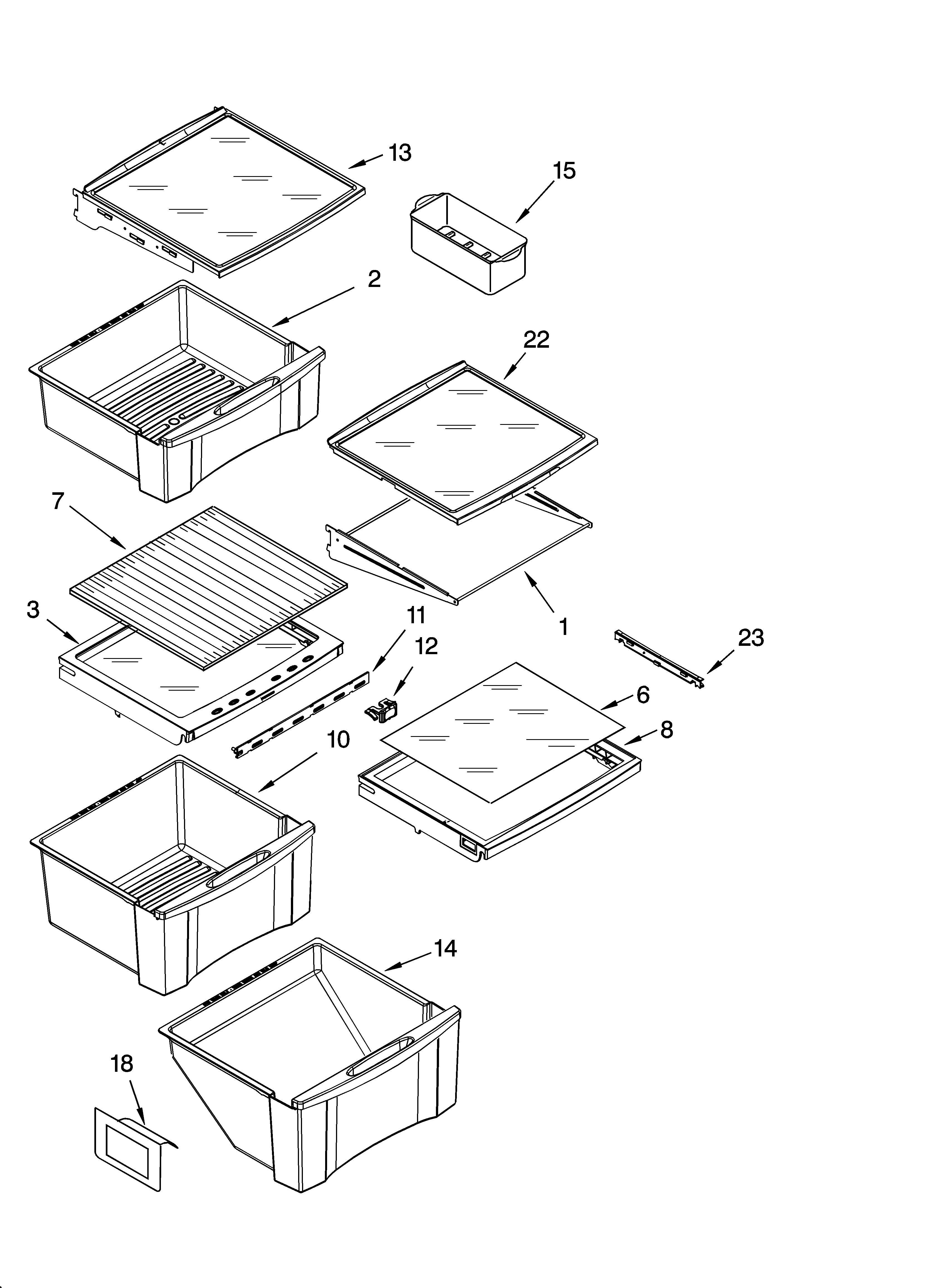 Whirlpool GS6SHAXMS00 refrigerator shelf parts diagram