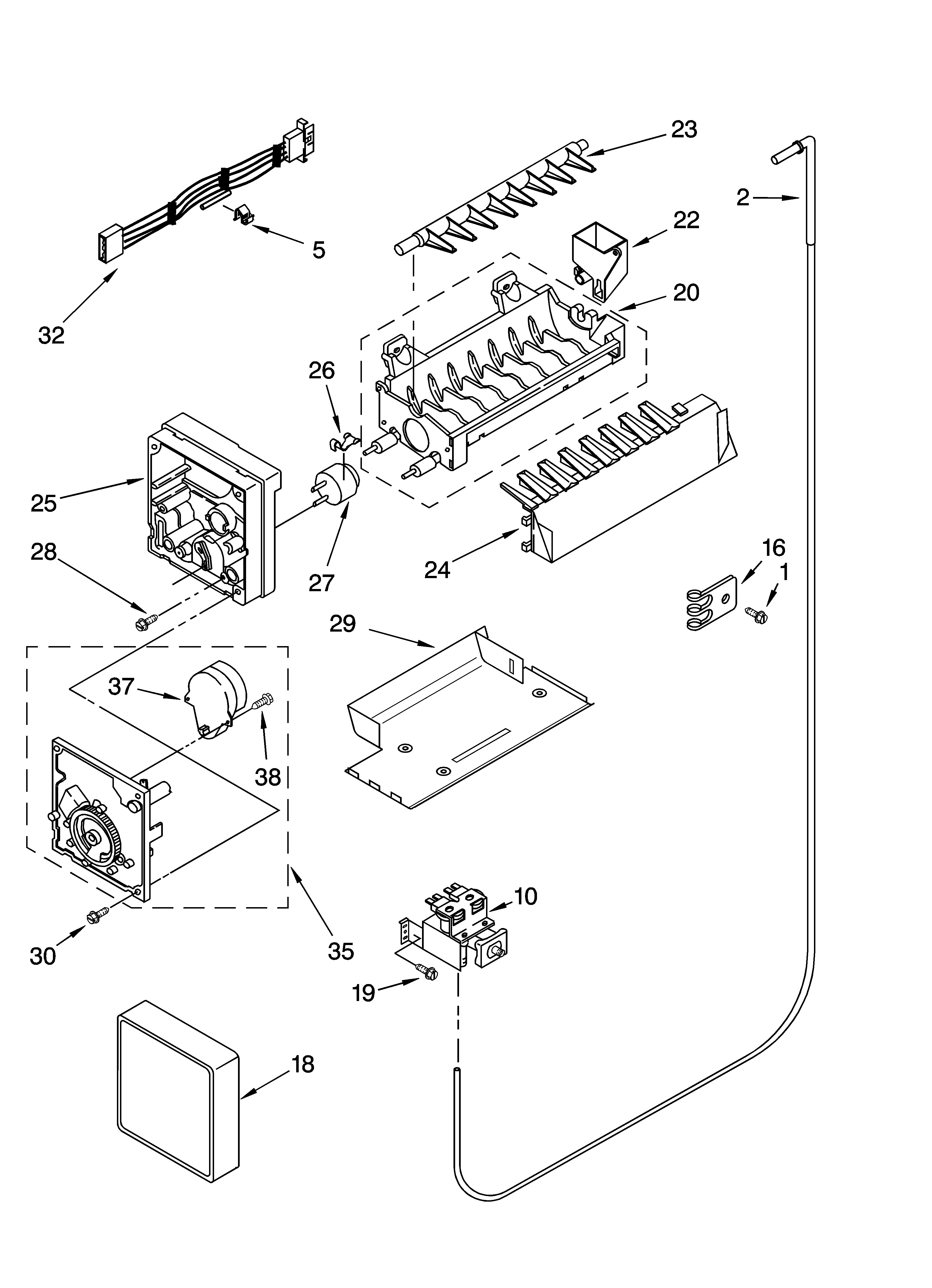 Whirlpool GS6SHAXMS00 icemaker parts, optional parts diagram