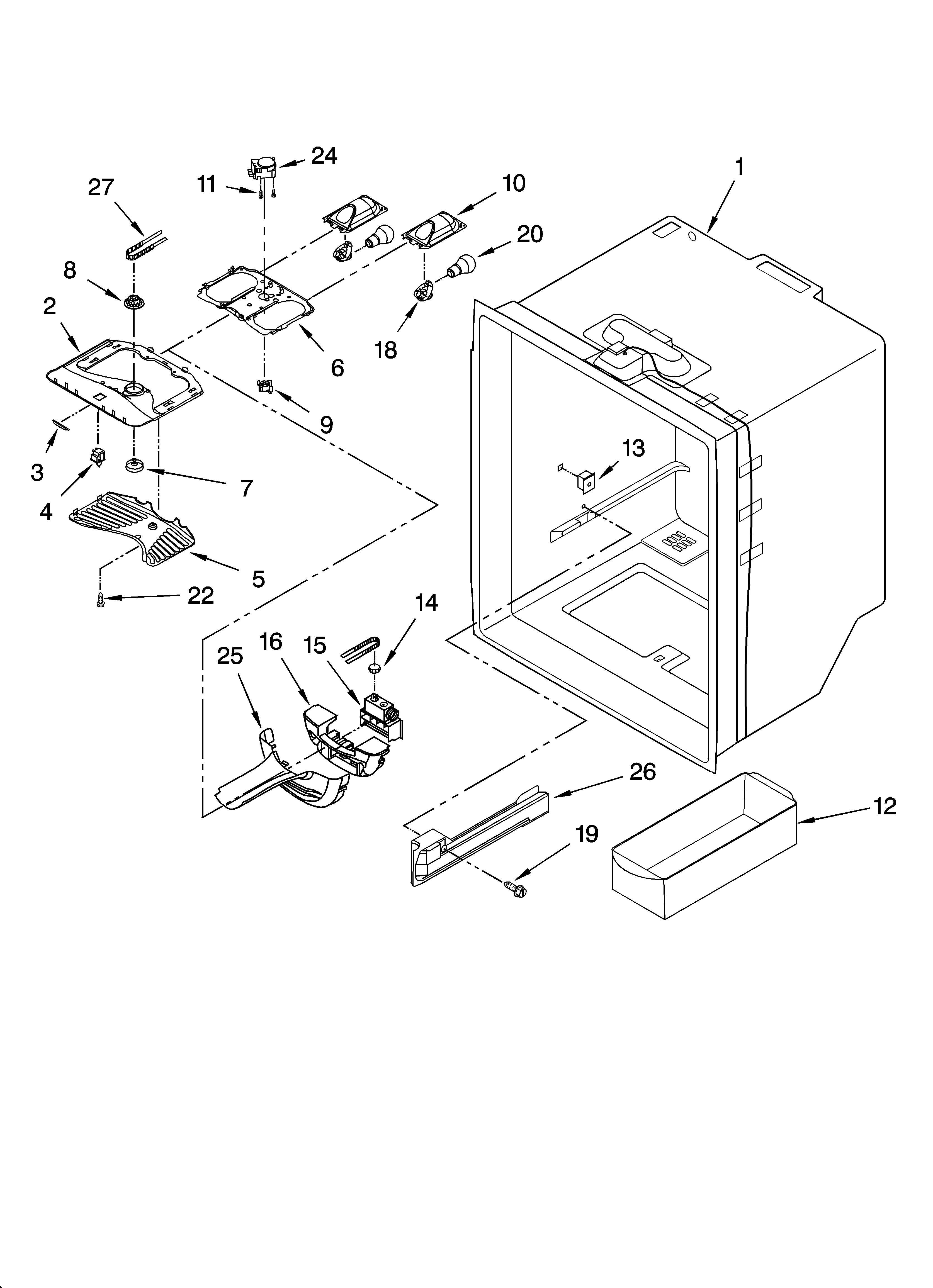 KitchenAid KBLA22KLSS00 refrigerator liner parts diagram