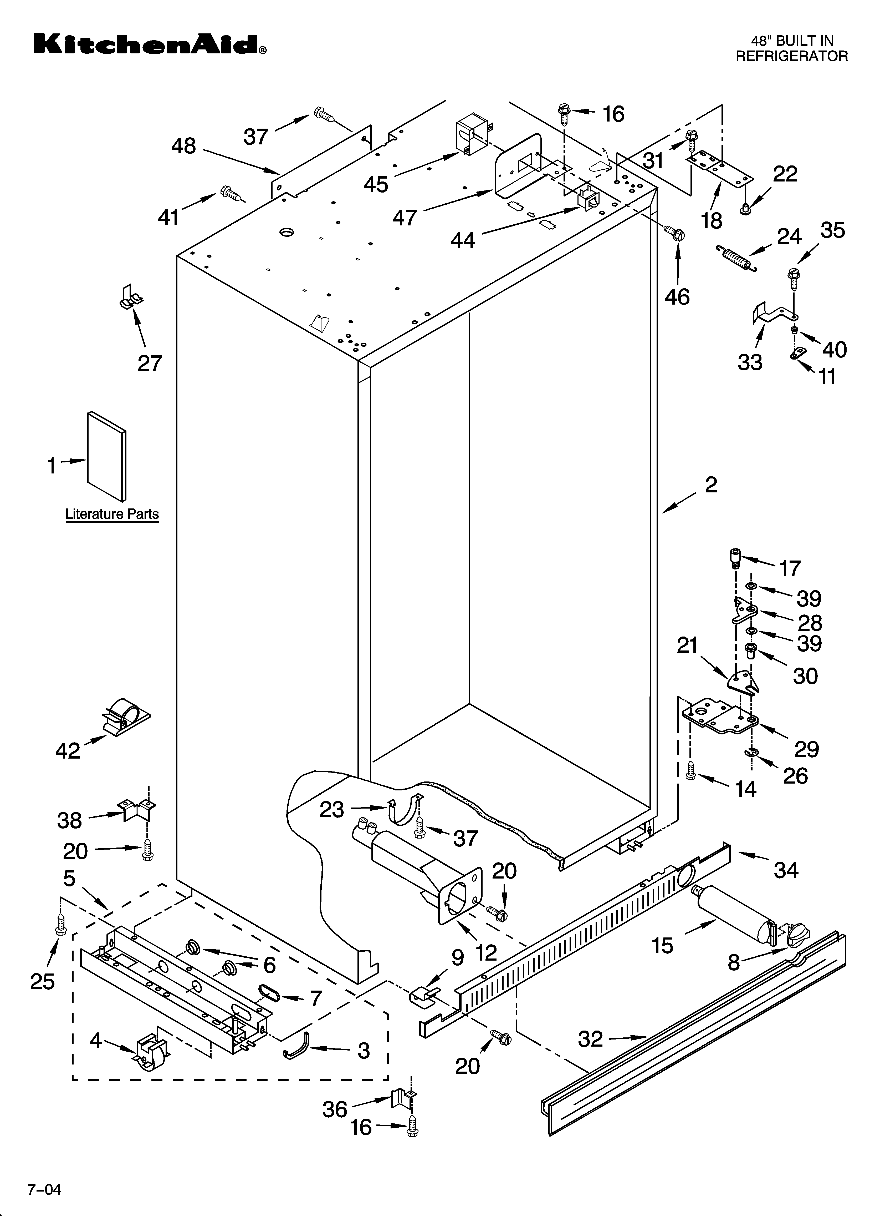 KitchenAid KSSO48FMX01 cabinet parts diagram