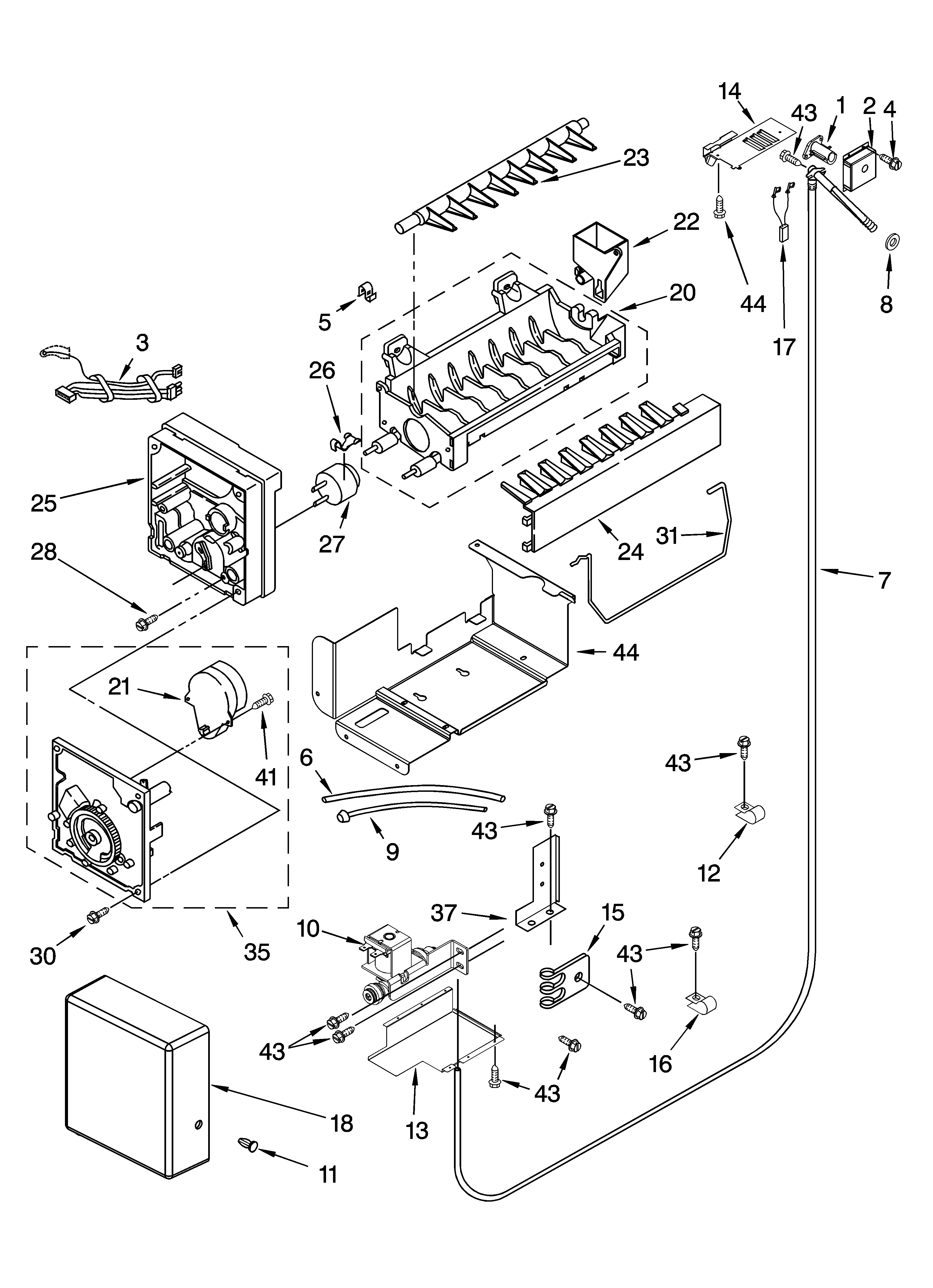 KitchenAid KSSS42FMX01 icemaker parts diagram