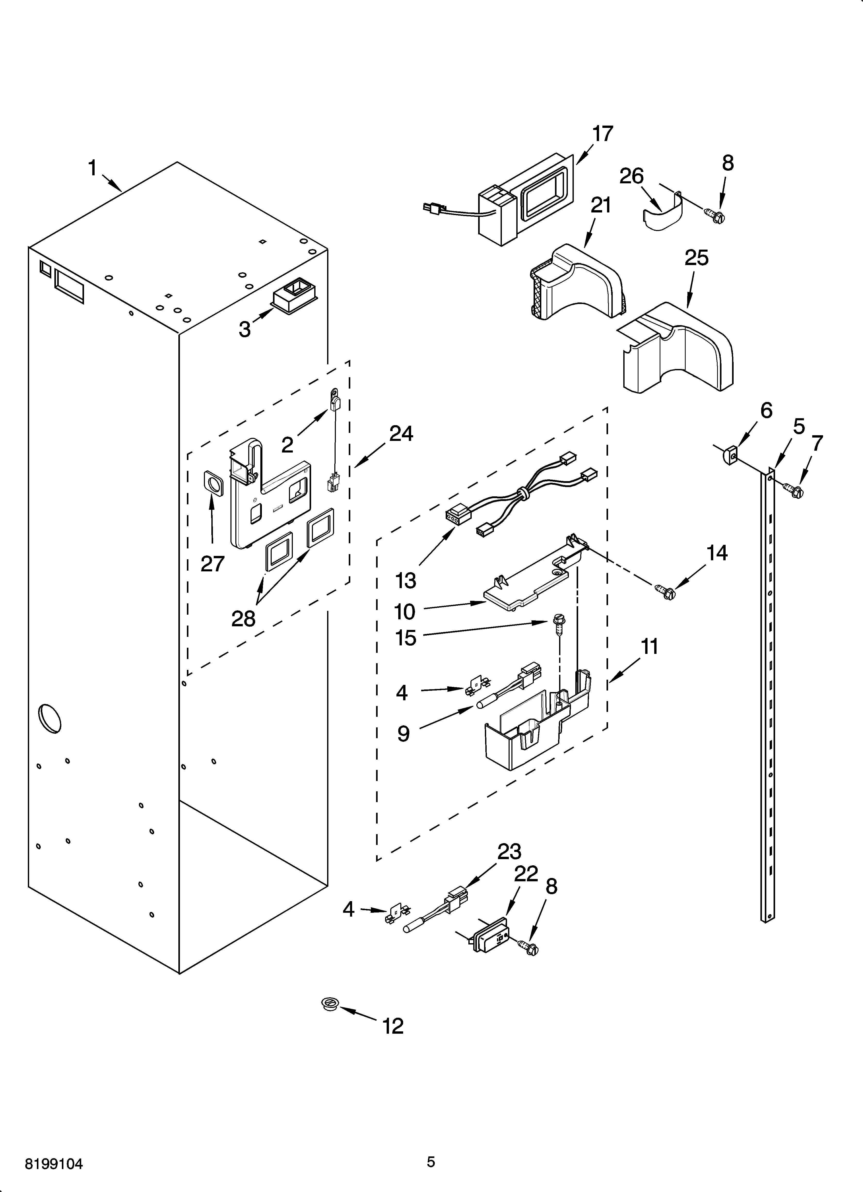KitchenAid KSSS48FMB01 refrigerator liner parts diagram