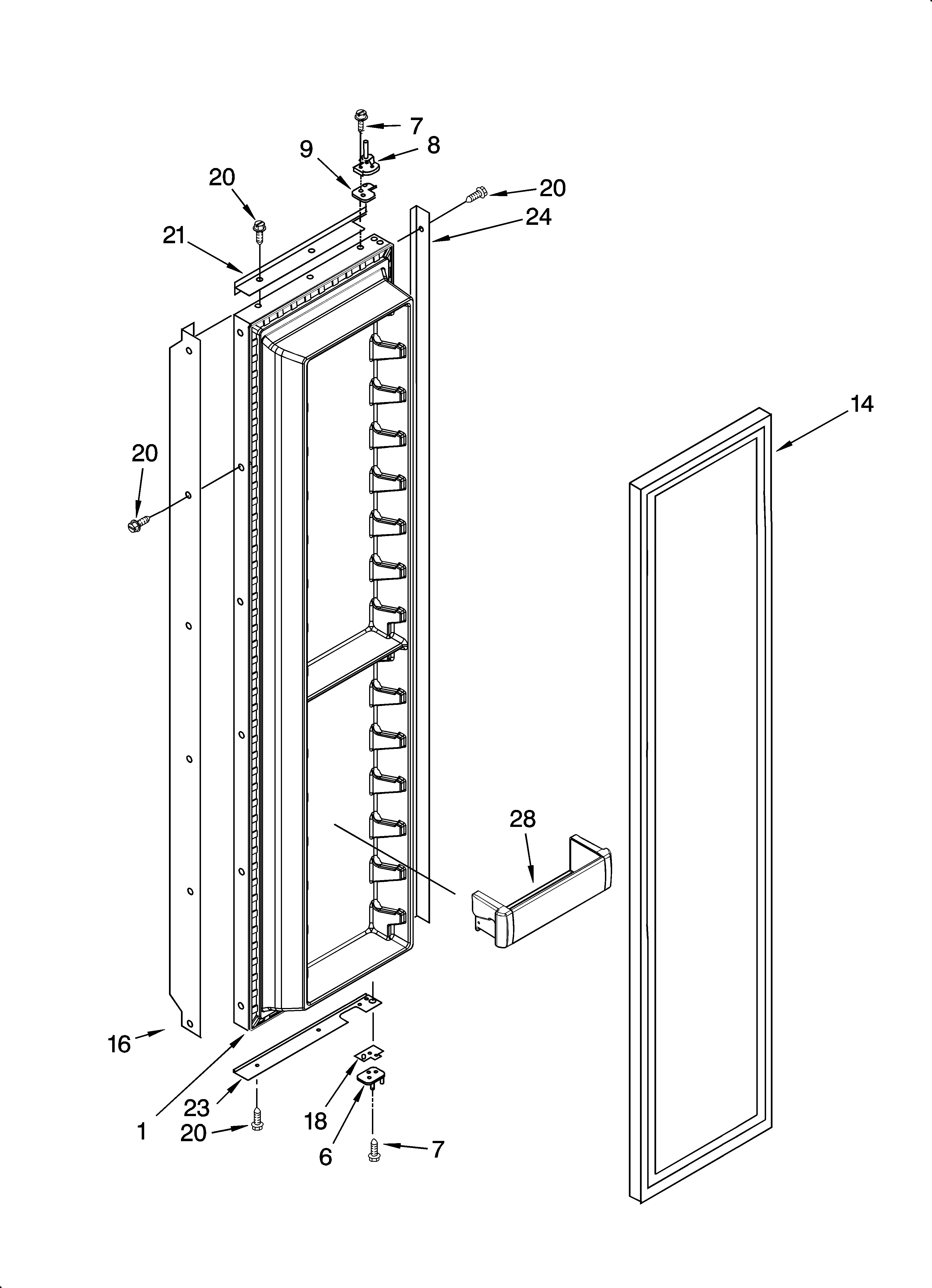 KitchenAid KSSS48FMB01 freezer door parts diagram
