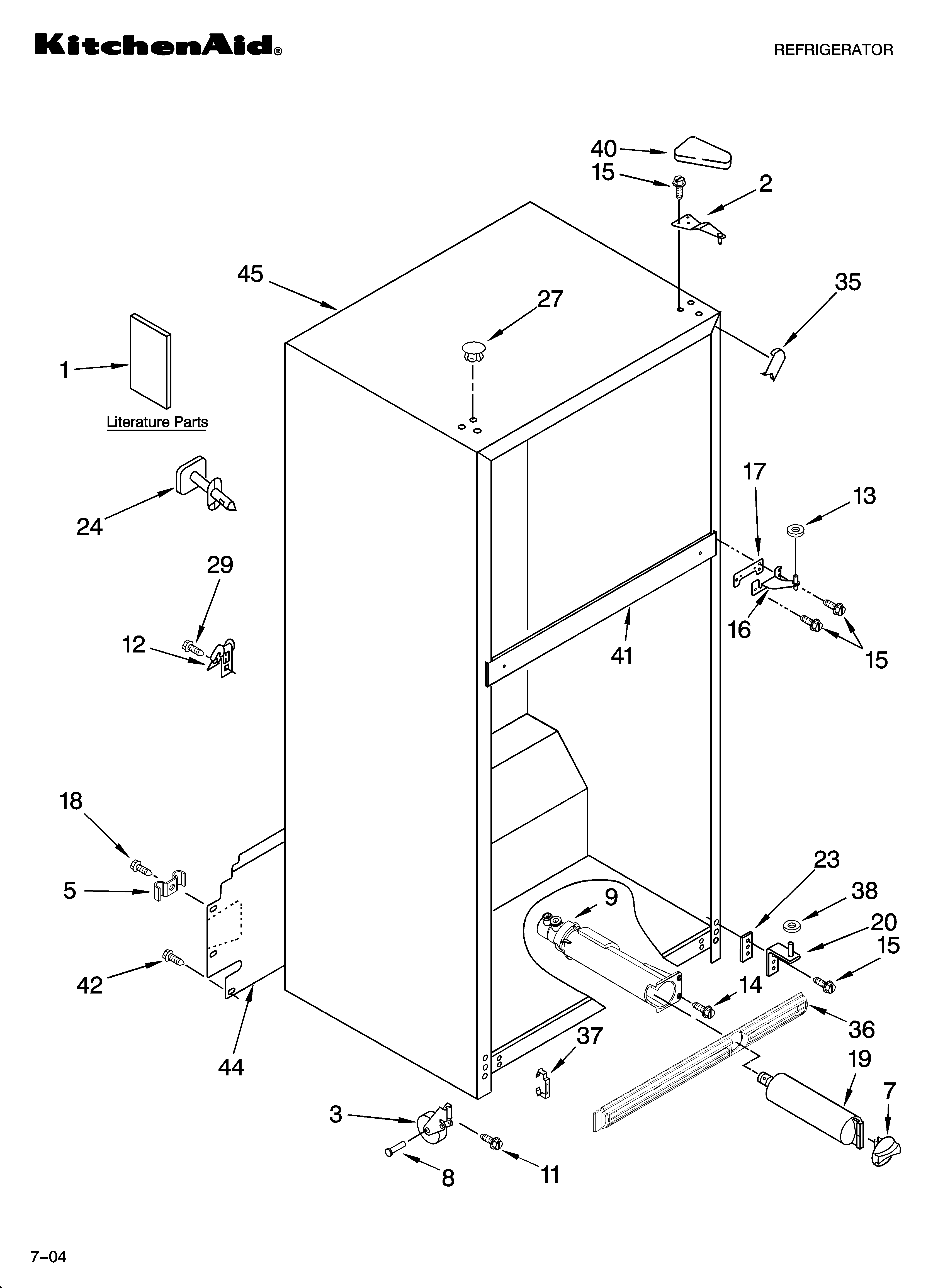 KitchenAid KTRA19EMBL01 cabinet parts diagram