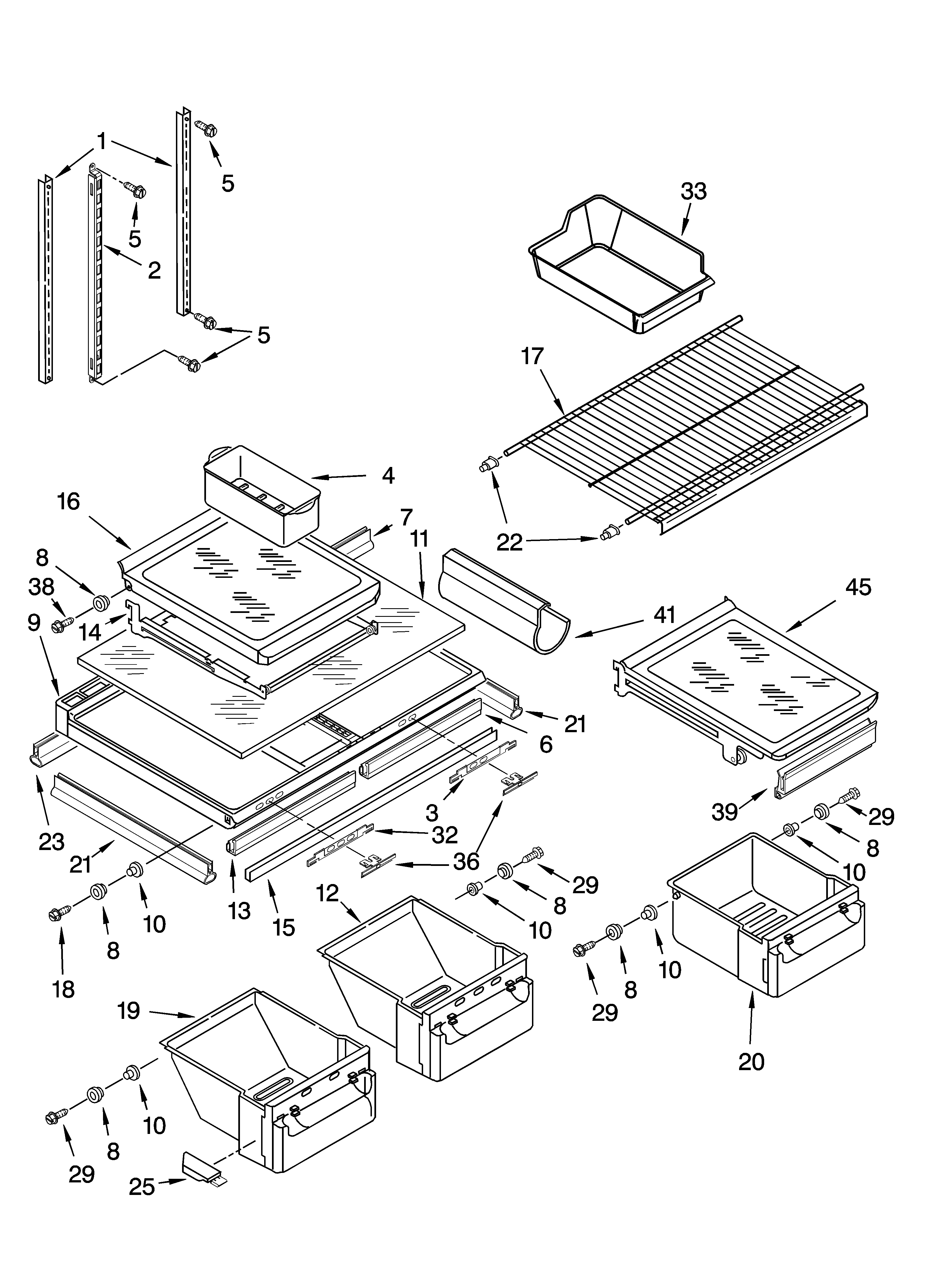 KitchenAid KTRA19EMBL01 shelf parts diagram