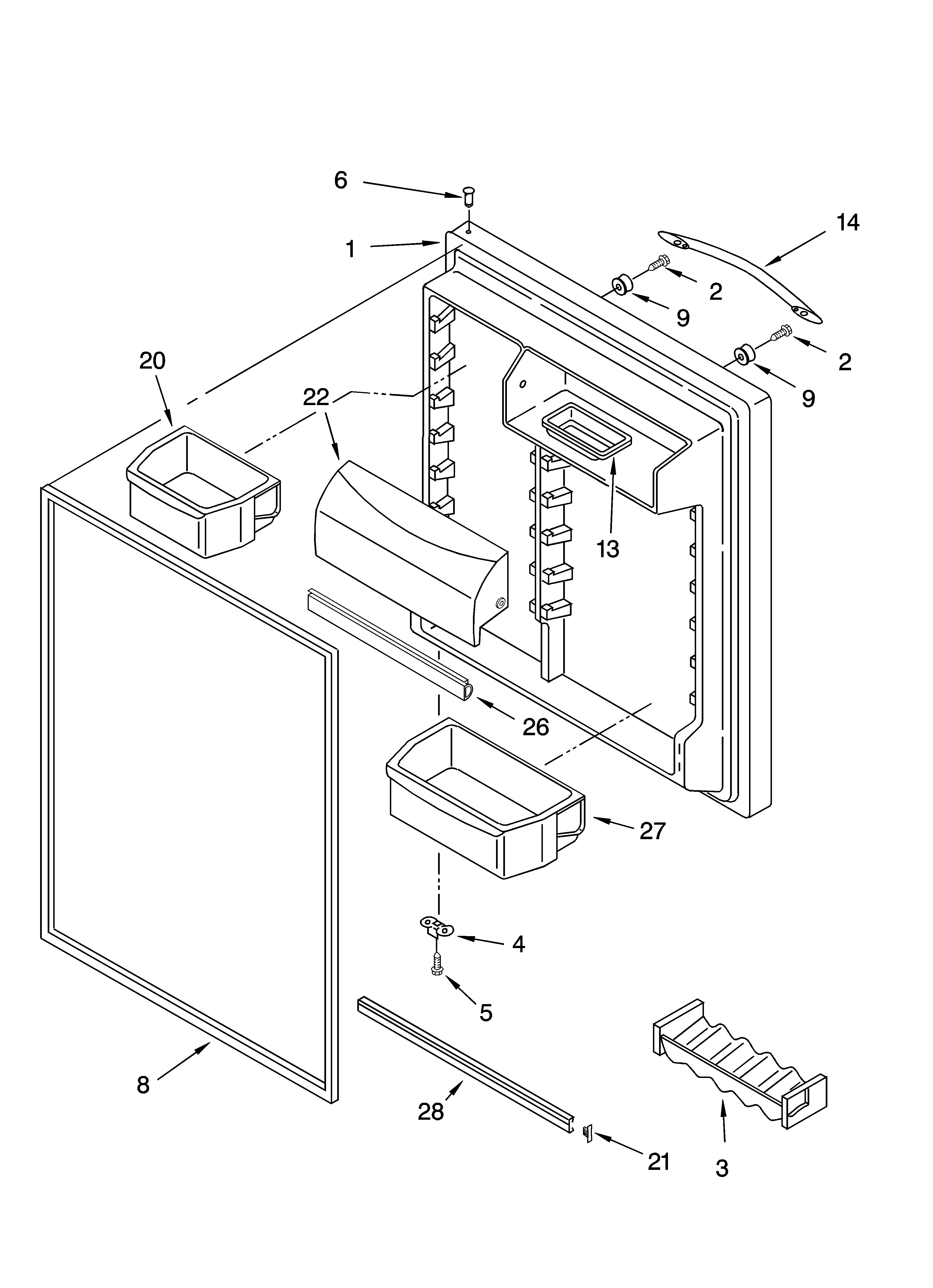 KitchenAid KTRA19EMBL01 refrigerator door parts diagram