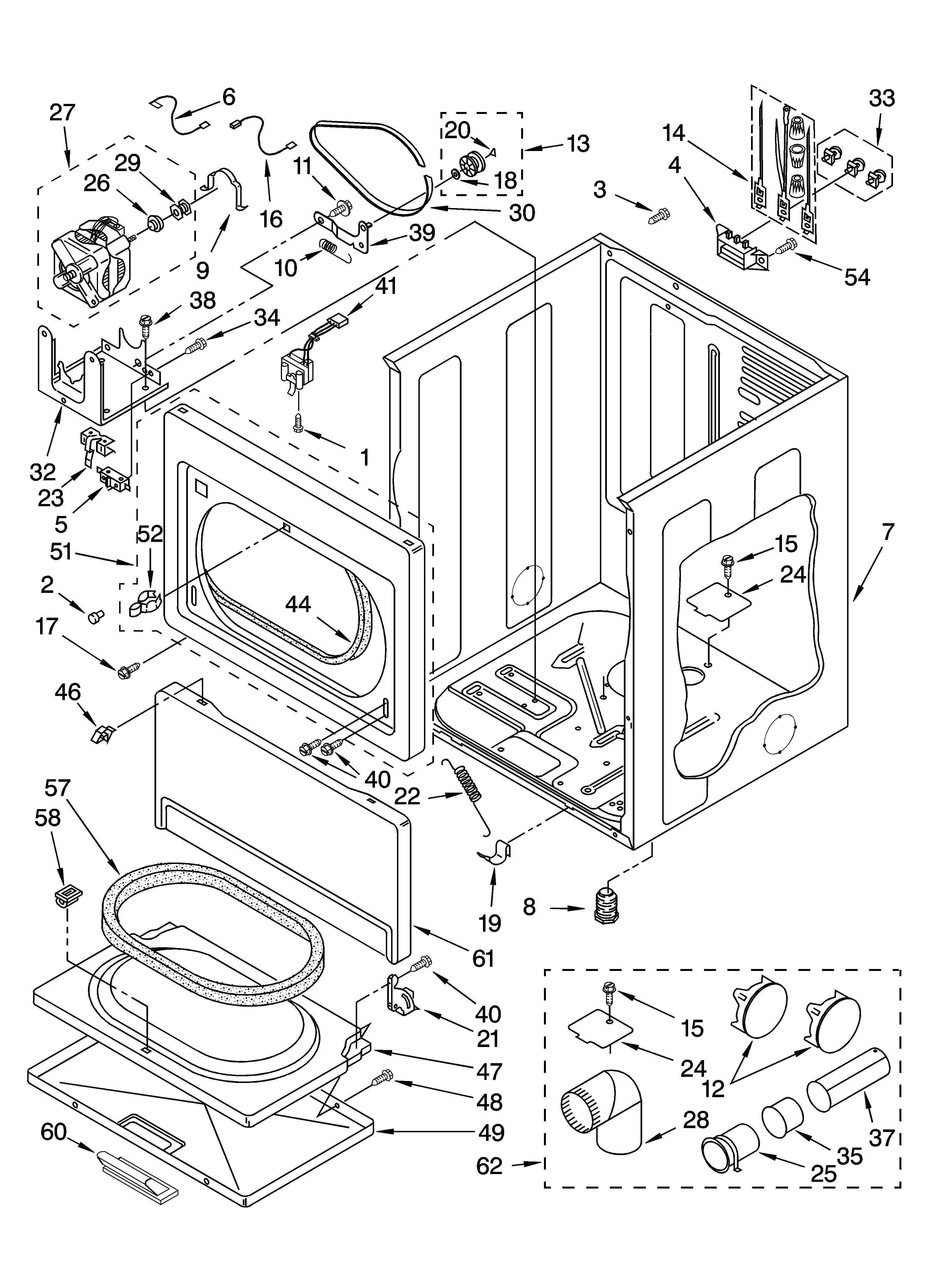 Whirlpool LEQ8621PG0 cabinet parts diagram